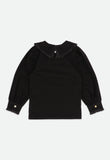 Della Frill Collared Top Black