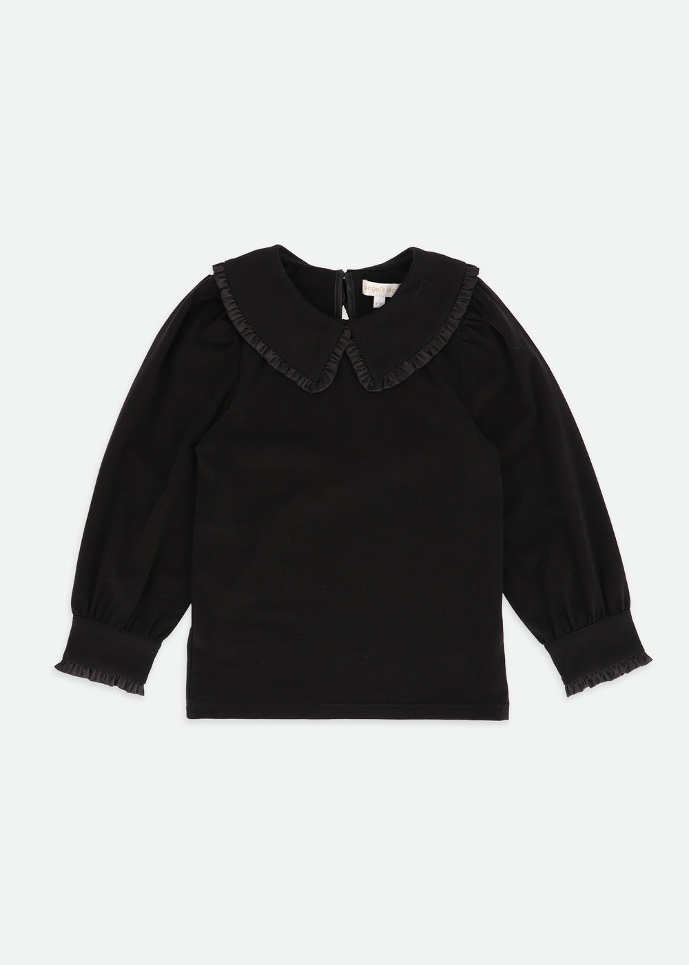 Della Frill Collared Top Black