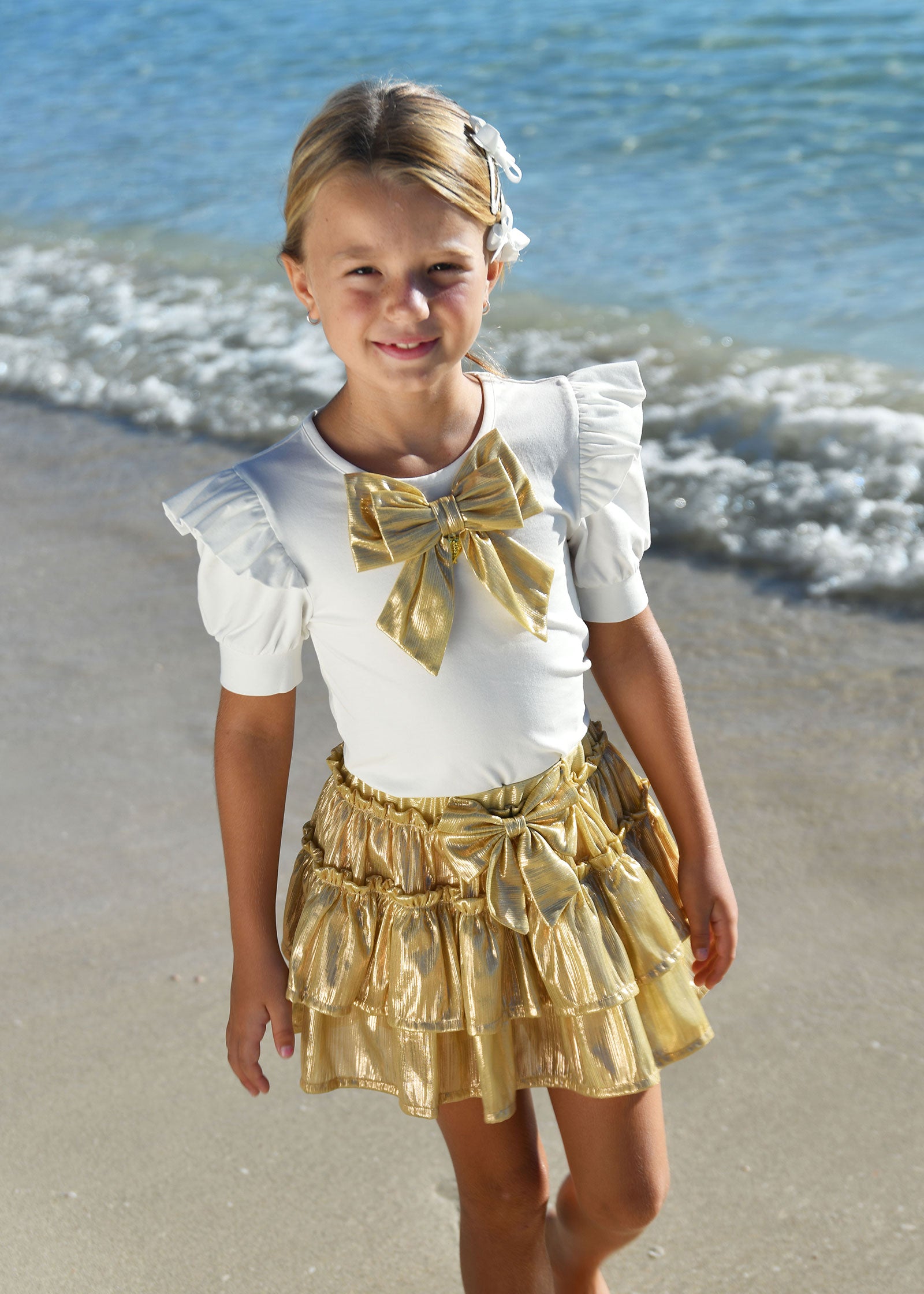 Delora Metallic Top Snowdrop