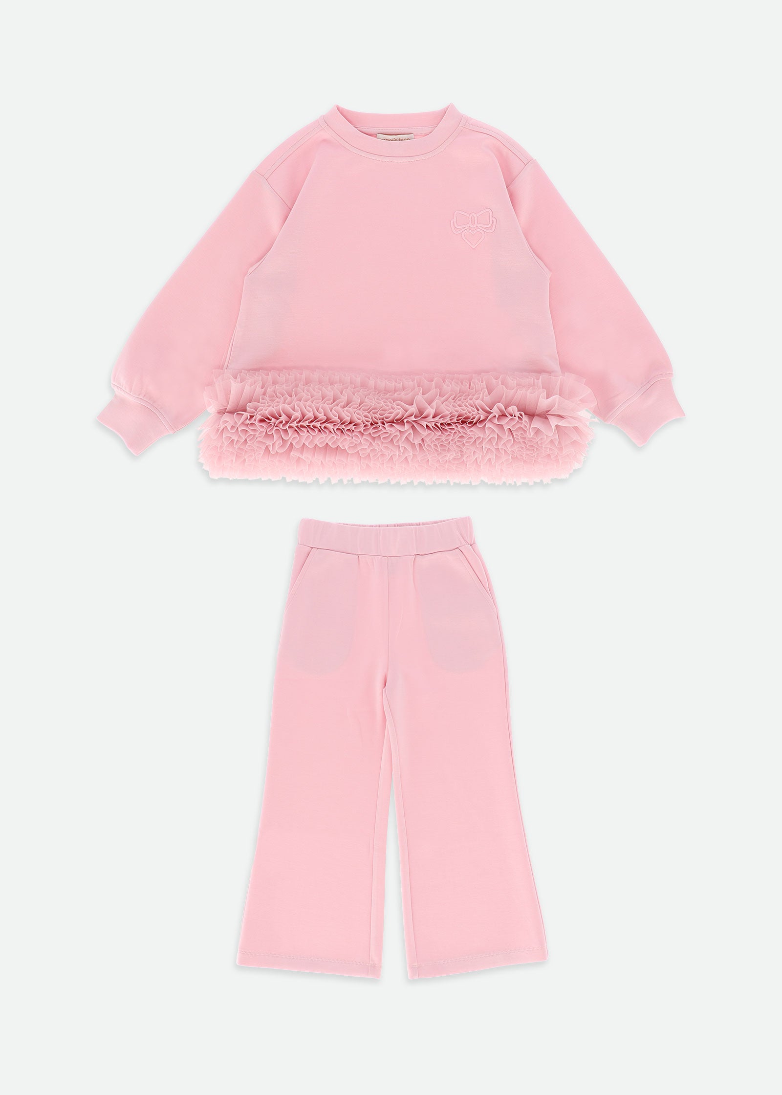 Deonne Tulle Trim Top And Jogger Set Pink