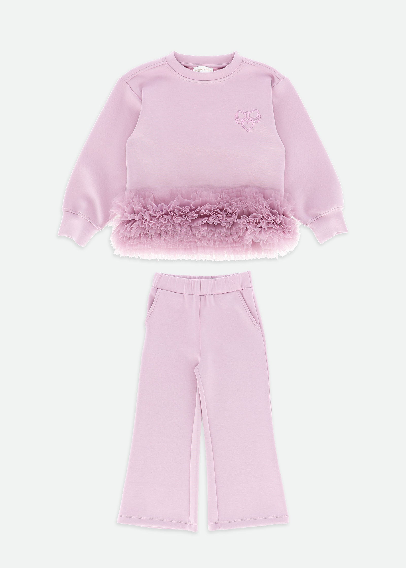 Deonne Tulle Trim Top and Jogger Set Lilac