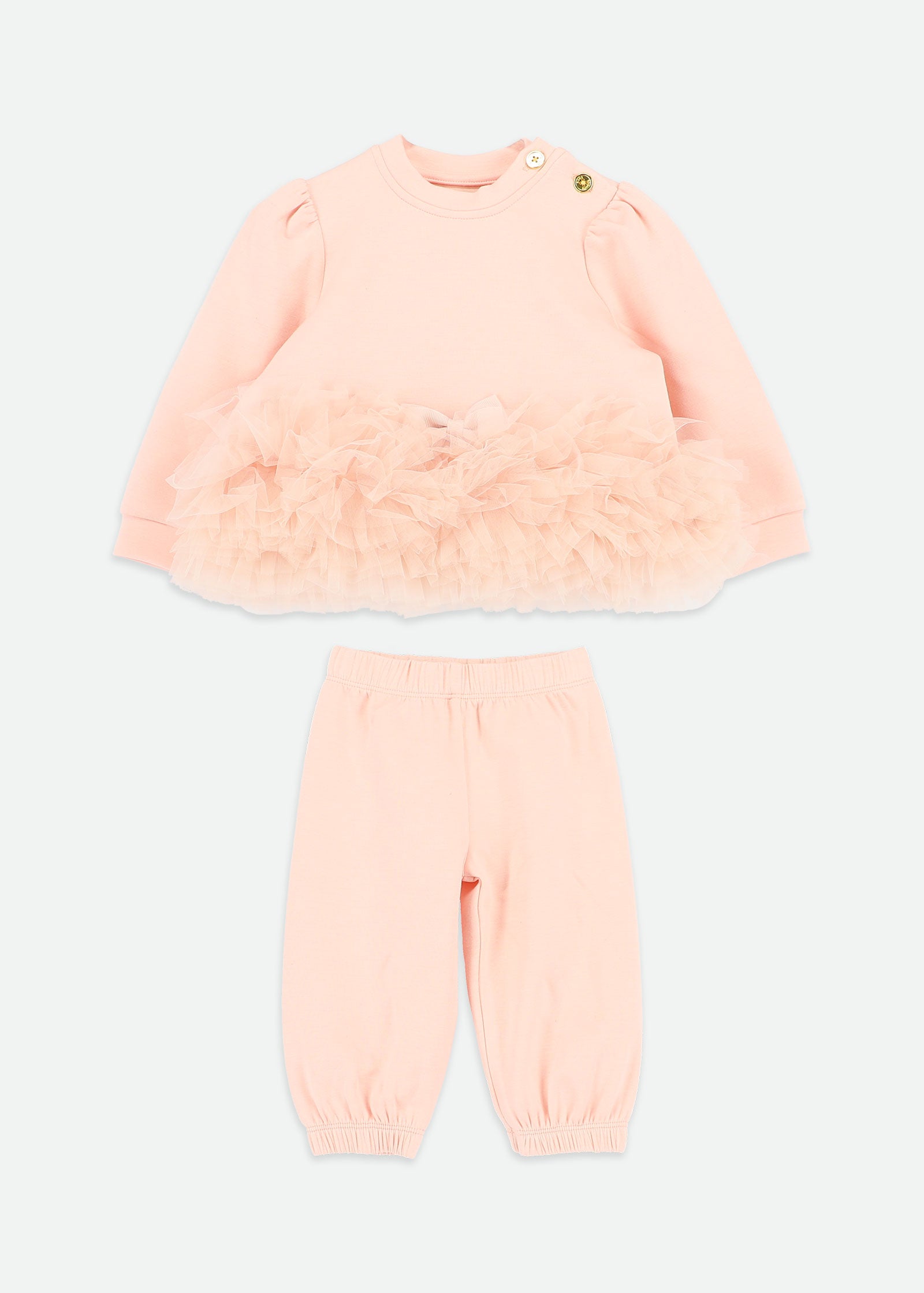 Deonne Tulle Trim Baby Tracksuit Blush Pink