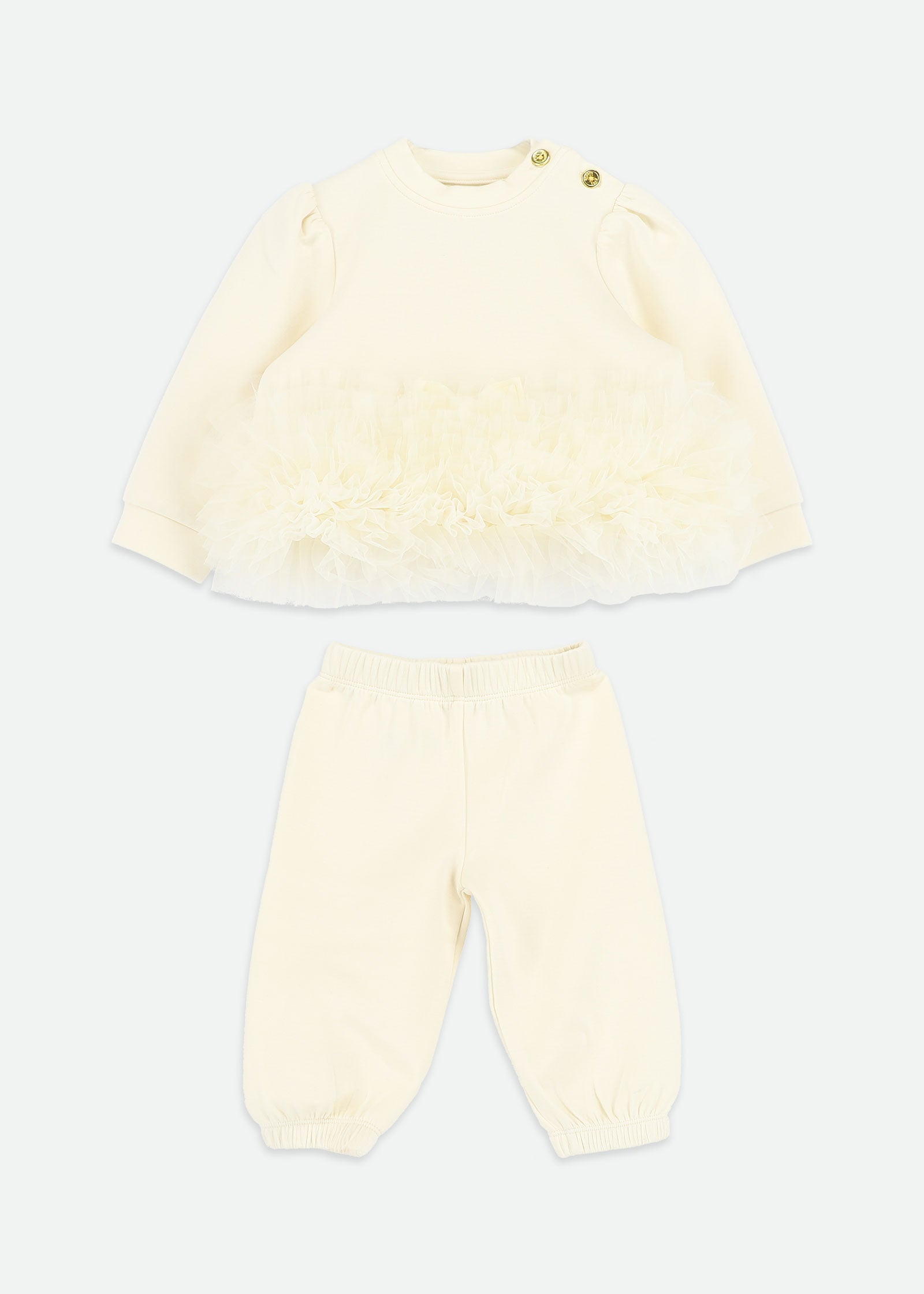 Deonne Tulle Trim Baby Tracksuit Vanilla