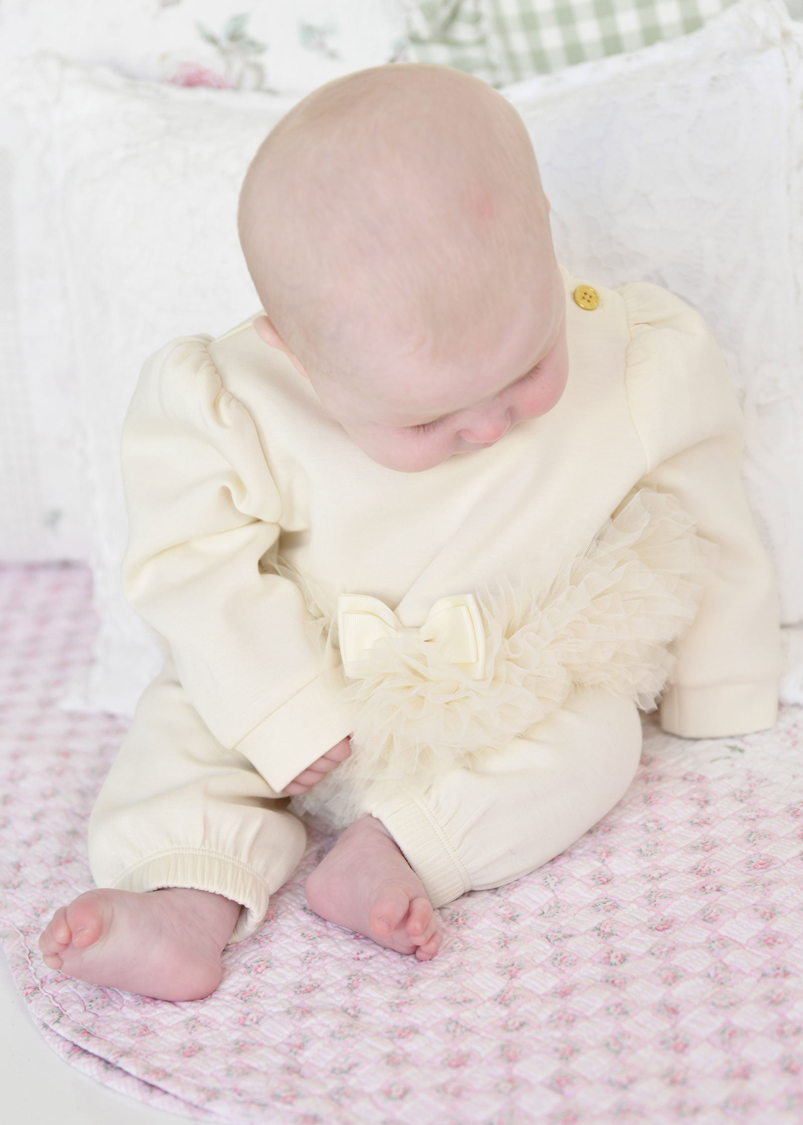 Deonne Tulle Trim Baby Tracksuit Vanilla