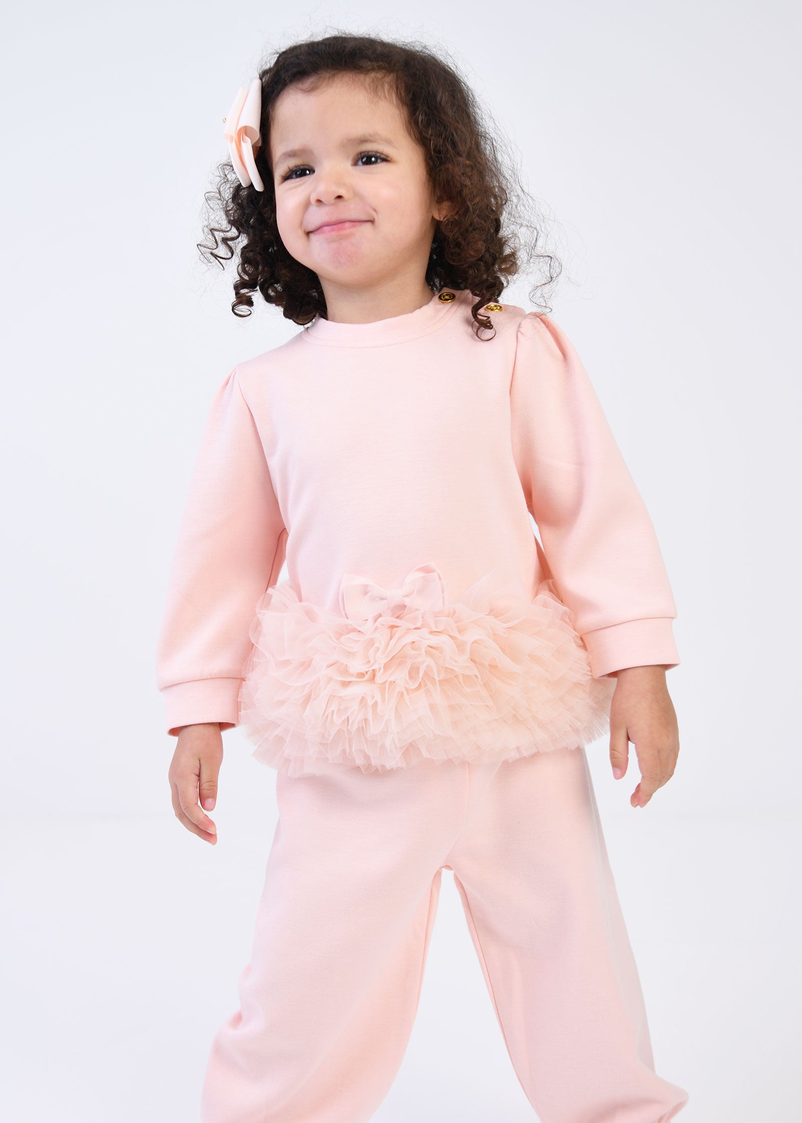 Deonne Tulle Trim Baby Tracksuit Blush Pink