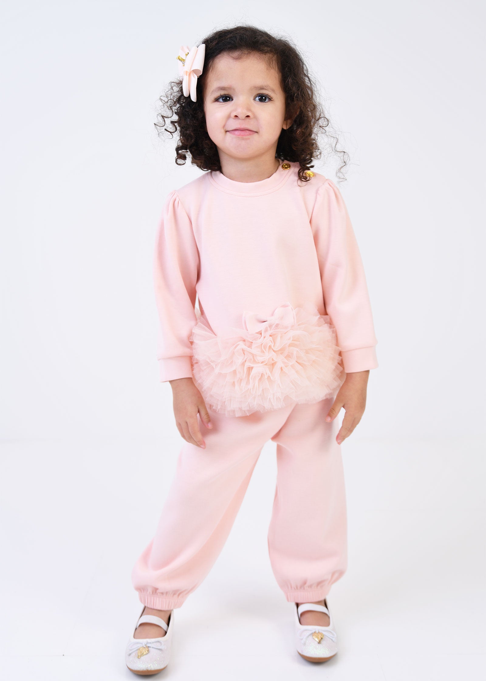 Deonne Tulle Trim Baby Tracksuit Blush Pink