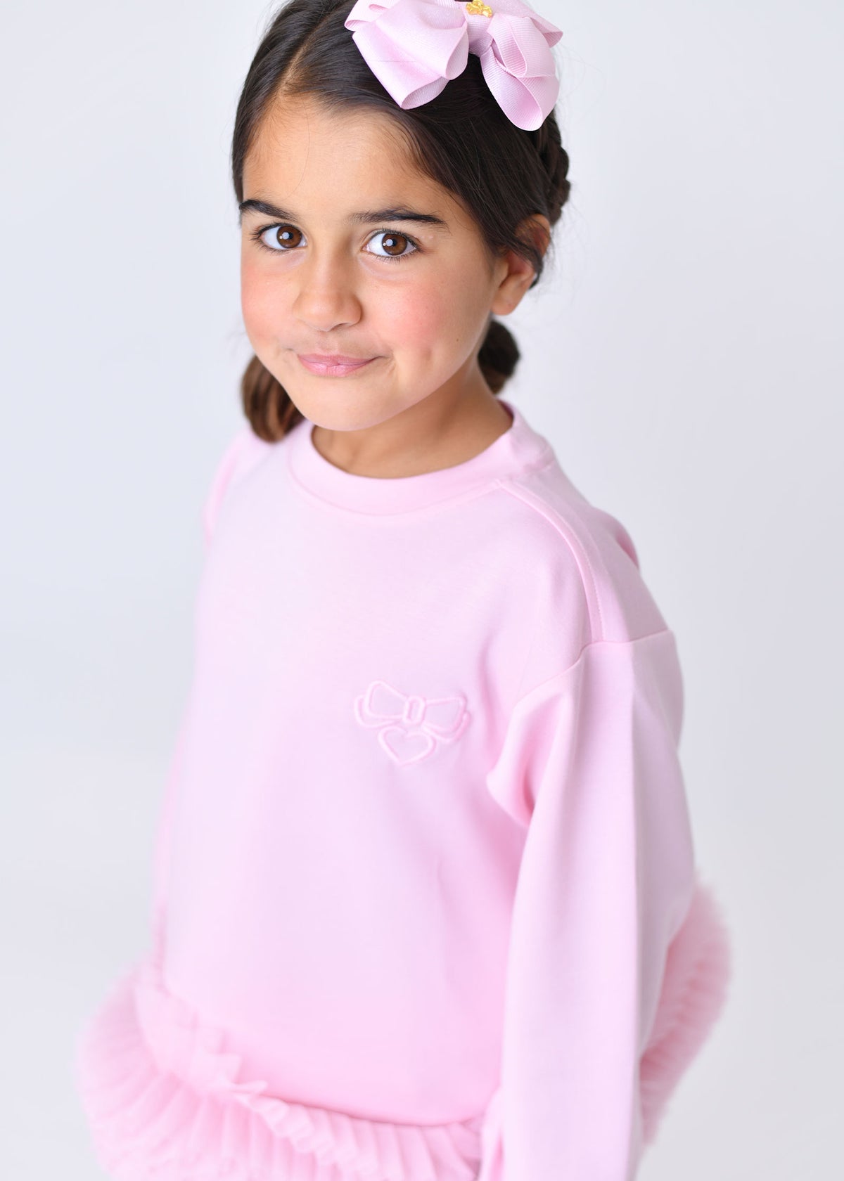 Deonne Tulle Trim Top And Jogger Set Pink
