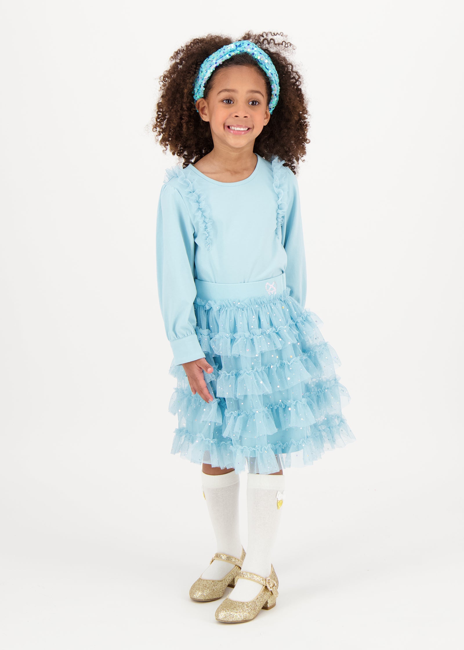 Desdemona Tulle Top Porcelain Blue