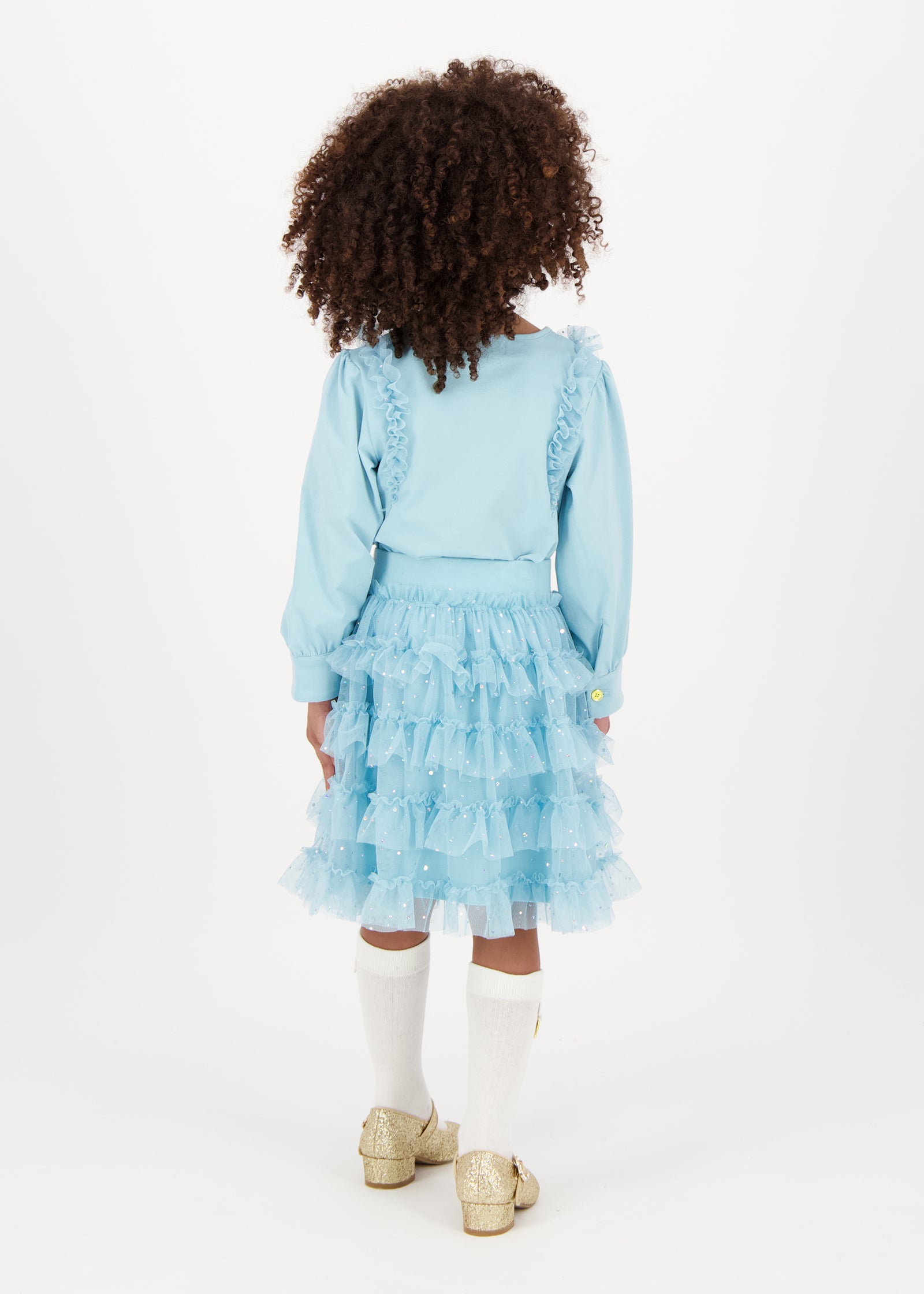 Desdemona Tulle Top Porcelain Blue