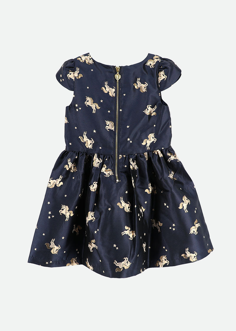 Desiree Unicorn Jacquard Dress Navy