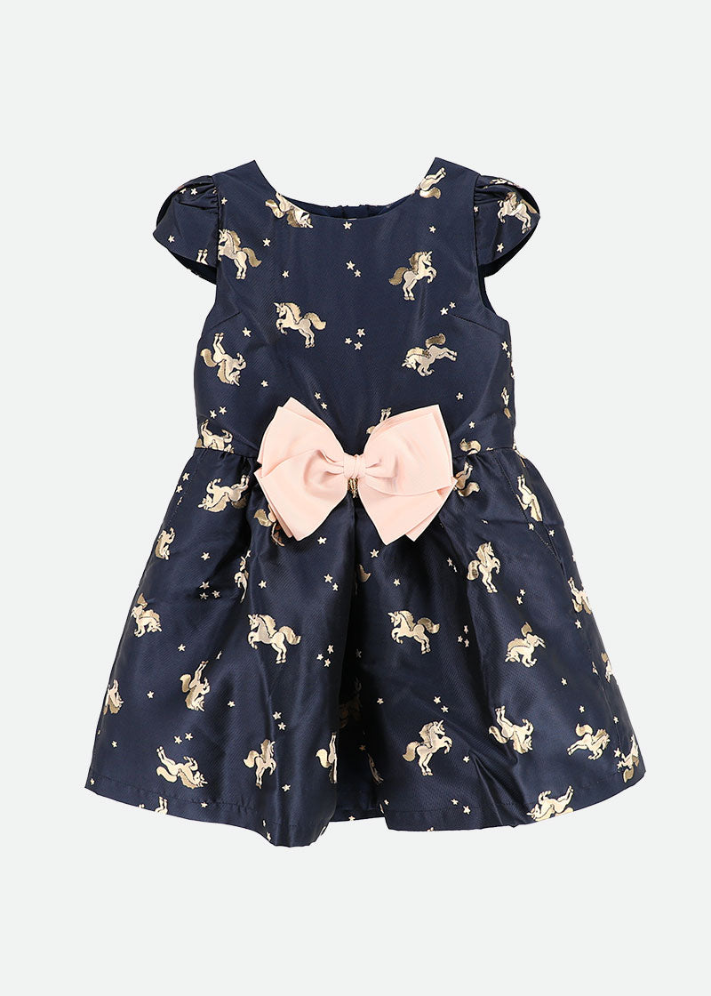 Desiree Unicorn Jacquard Dress Navy