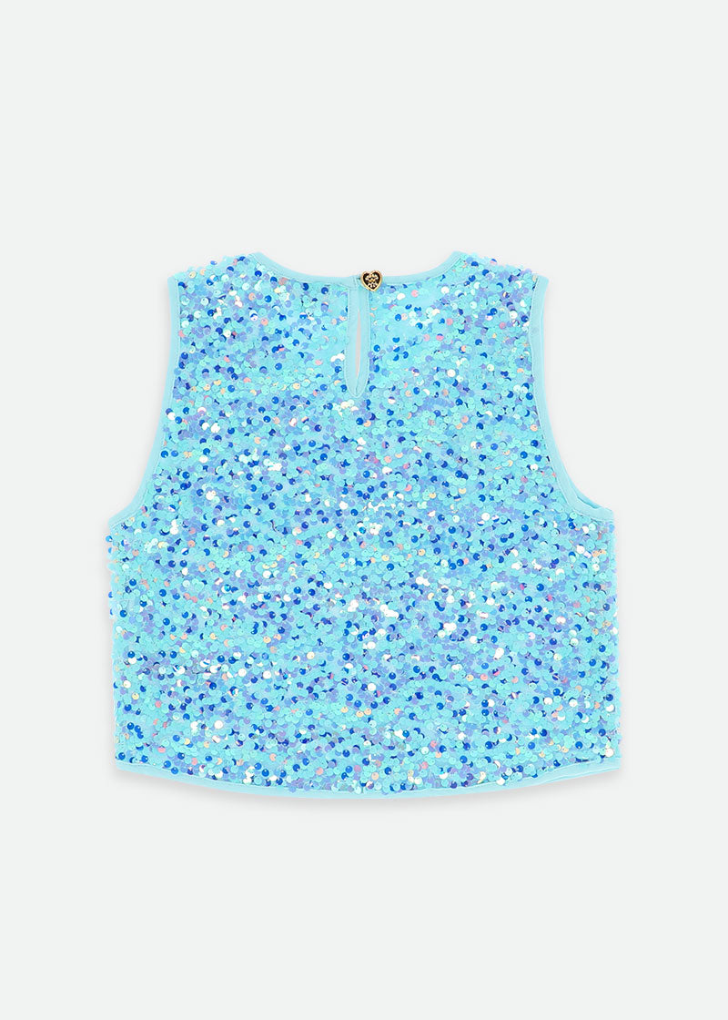 Diva Sequin Top Aqua