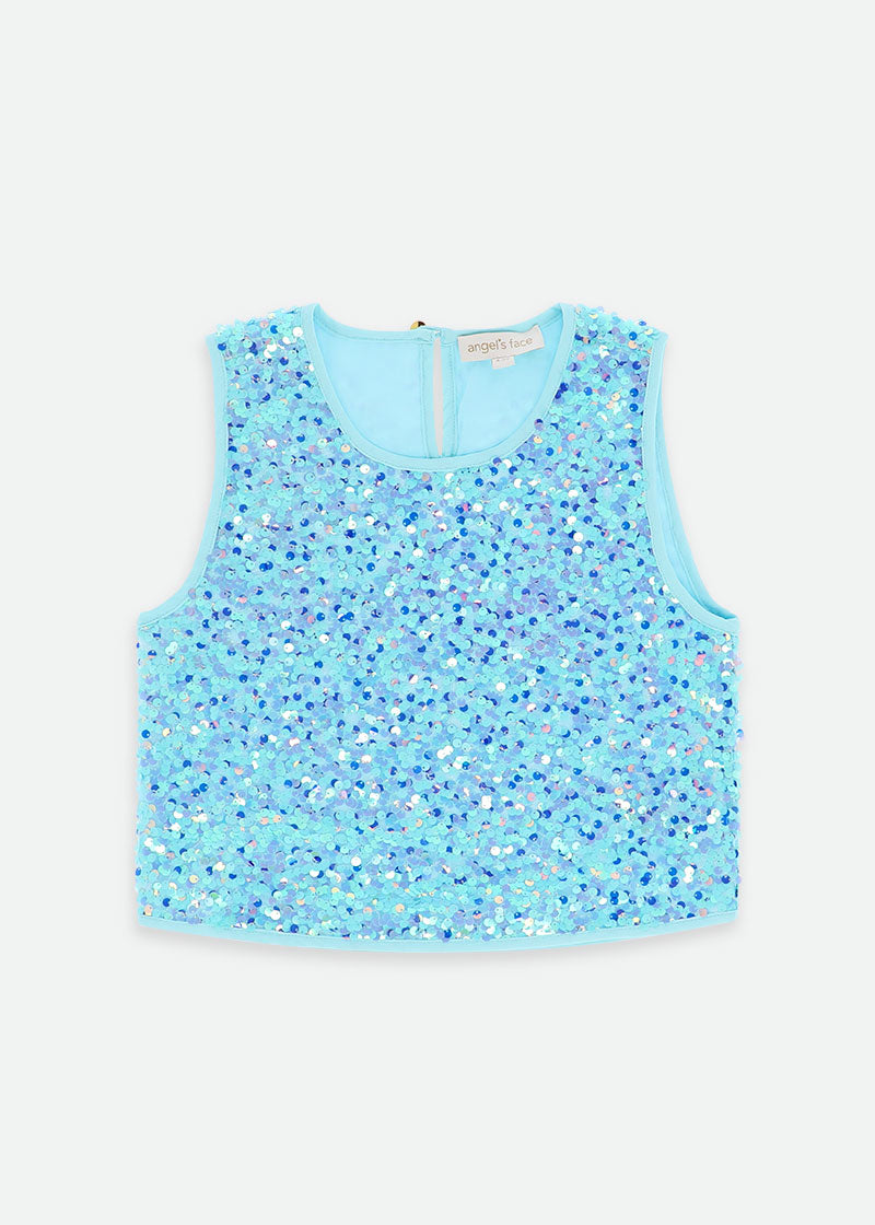 Diva Sequin Top Aqua