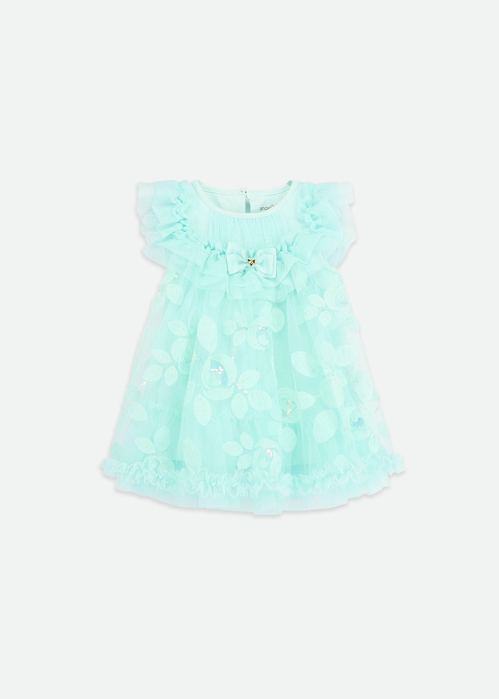 Dominique Embroidered 3D Bud Baby Dress Mint