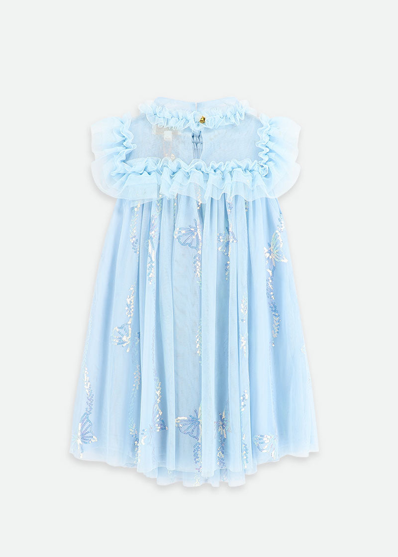 Dominique Sequin Butterfly Dress Pale Blue