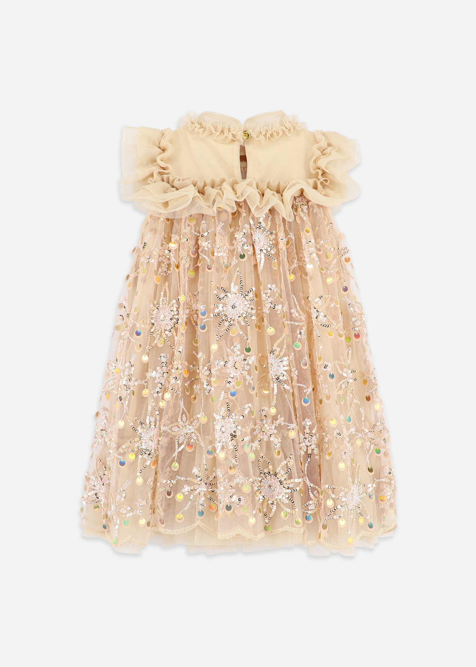 Dominique Flower Sequin Dress Gold