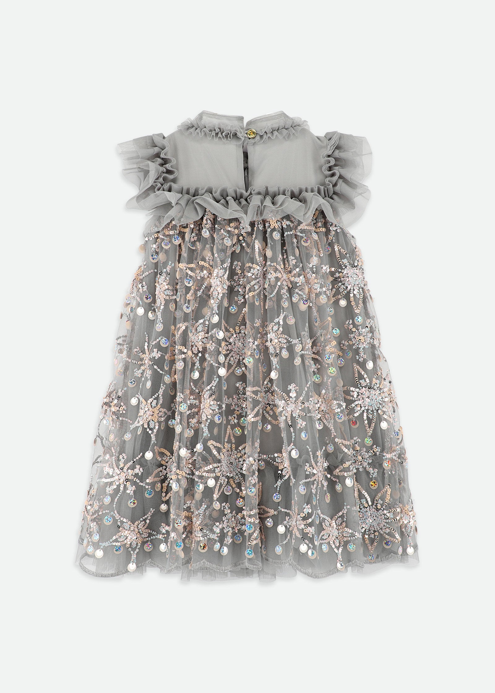 Dominique Flower Sequin Dress  Grey