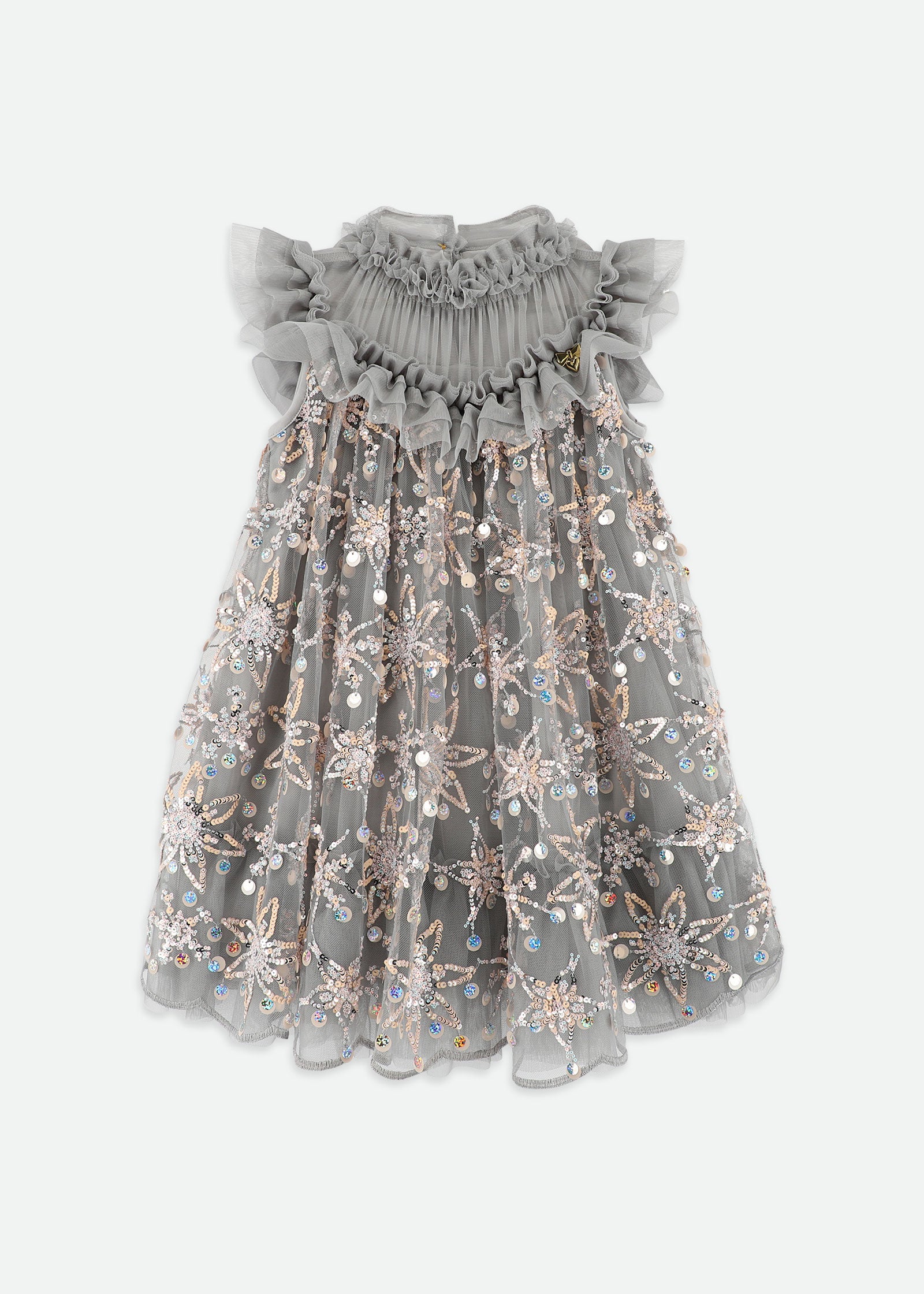 Dominique Flower Sequin Dress  Grey