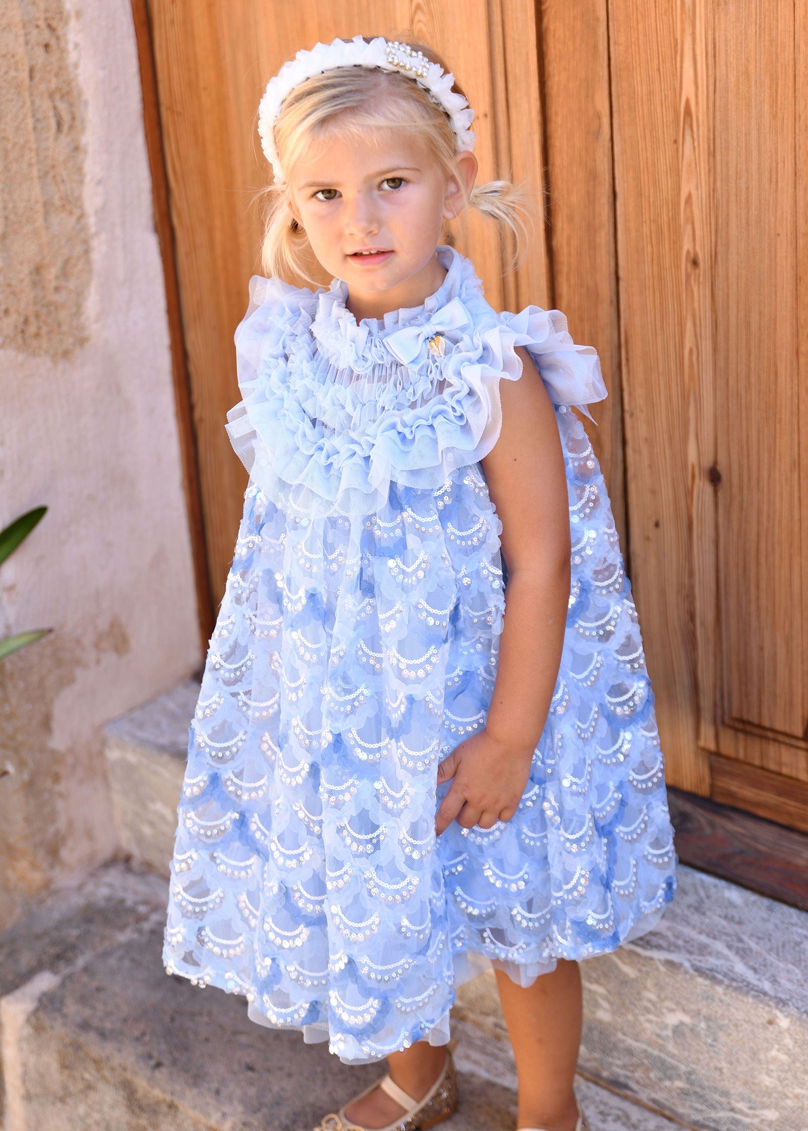 Dominique Sequin Dress Pale Blue Dominique Sequin Dress Pale Blue