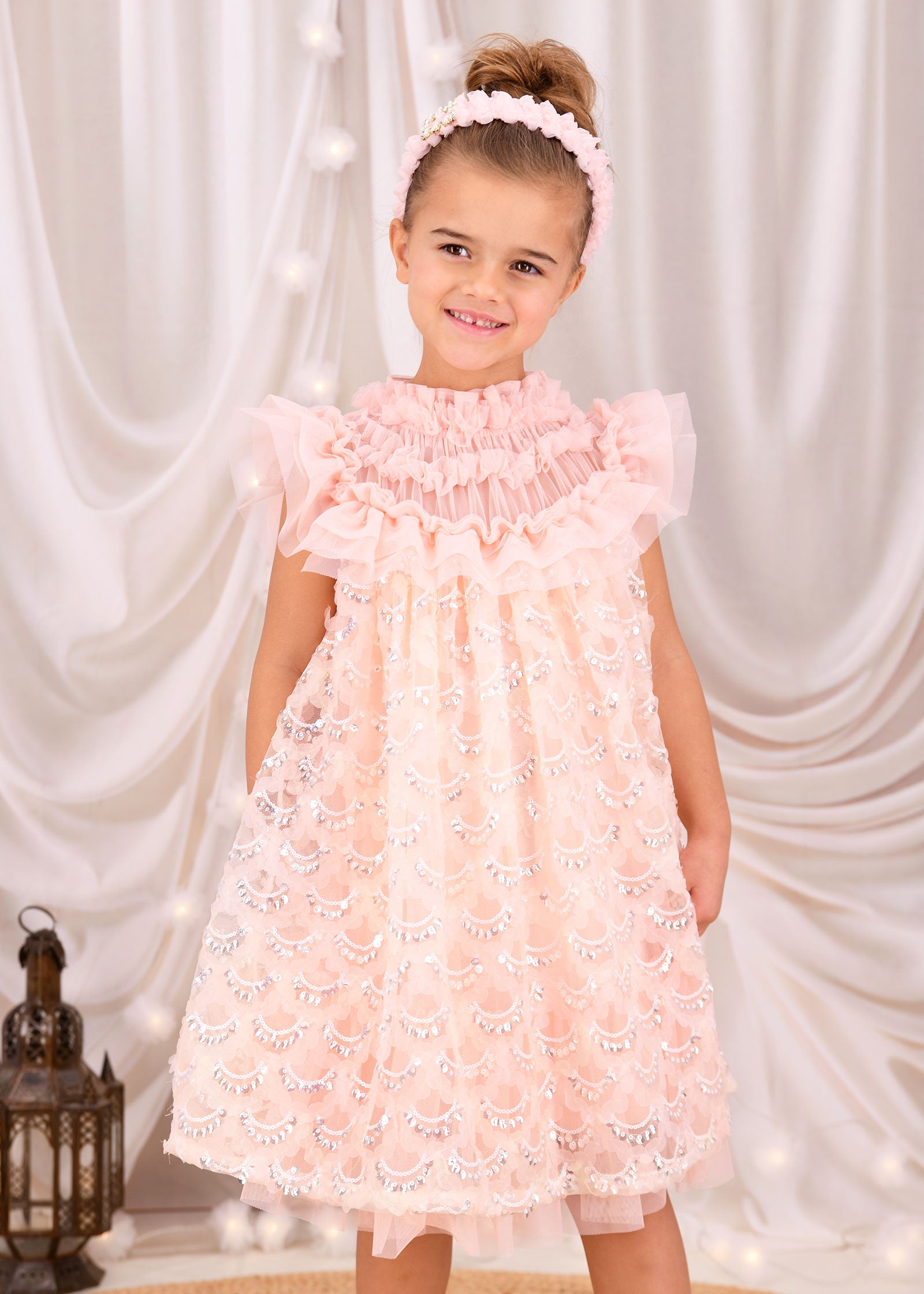 Dominique Sequin Dress Peach – Angel's Face