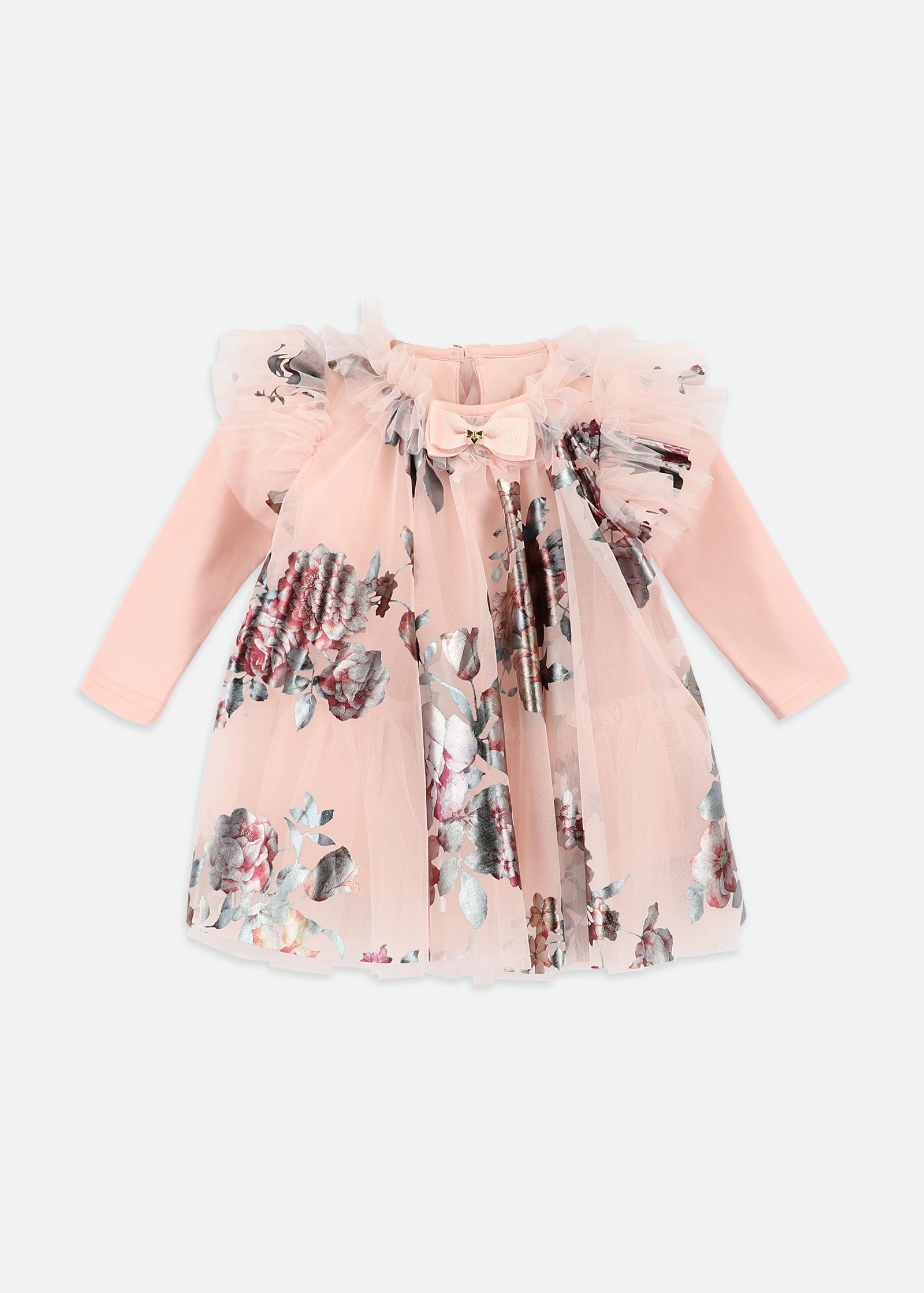 Doris Foil Floral Print Baby Dress Sweet Blush
