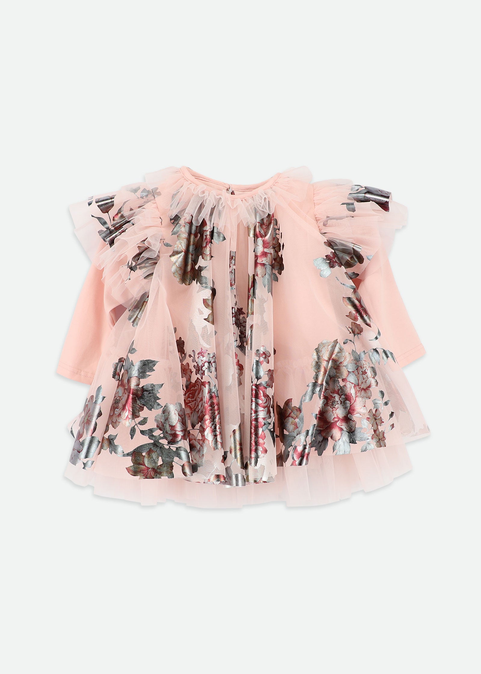 Doris Foil Floral Print Baby S/S Dress Sweet Blush