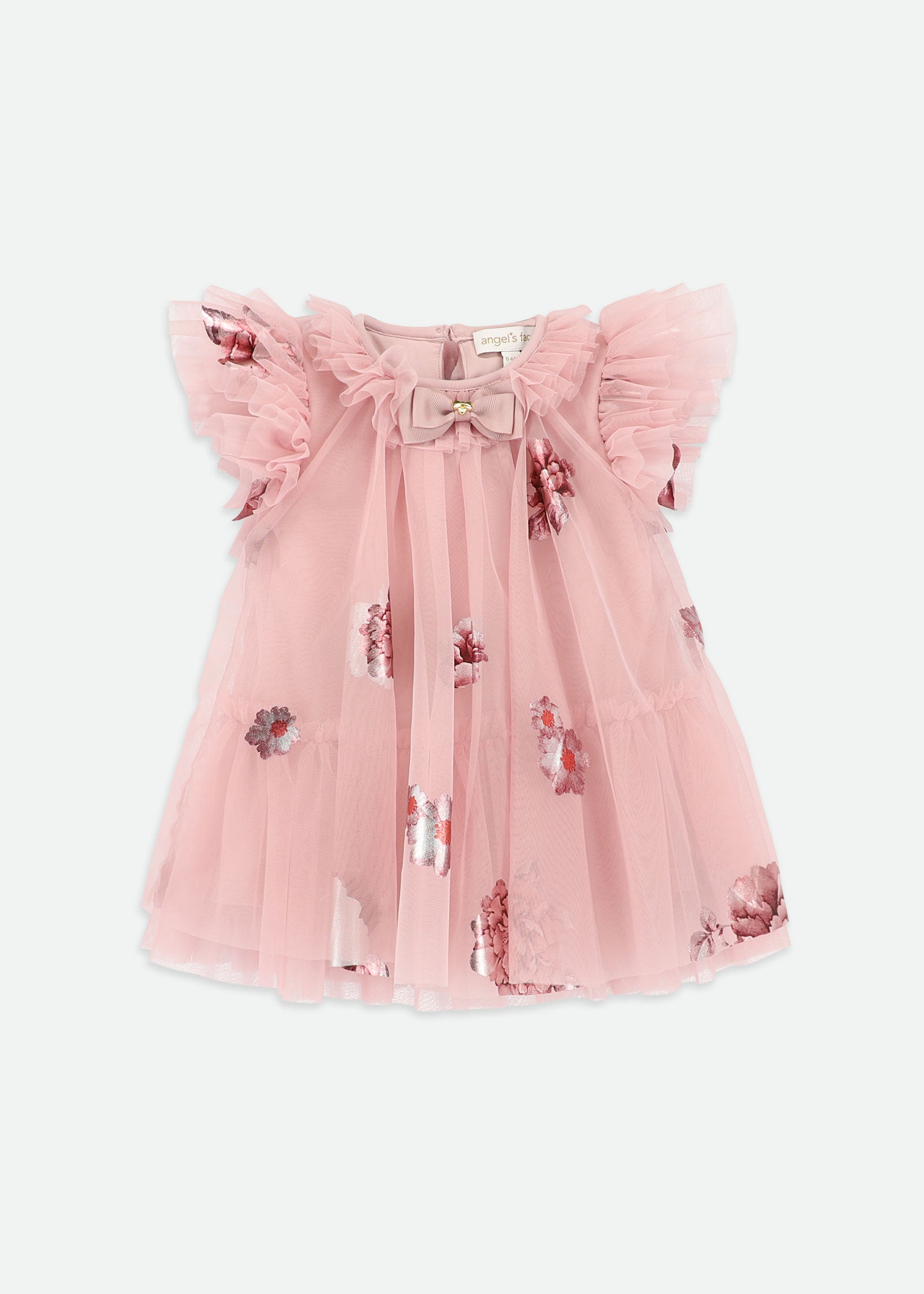 Dottie Foil Border Print Baby Dress Vintage Rose