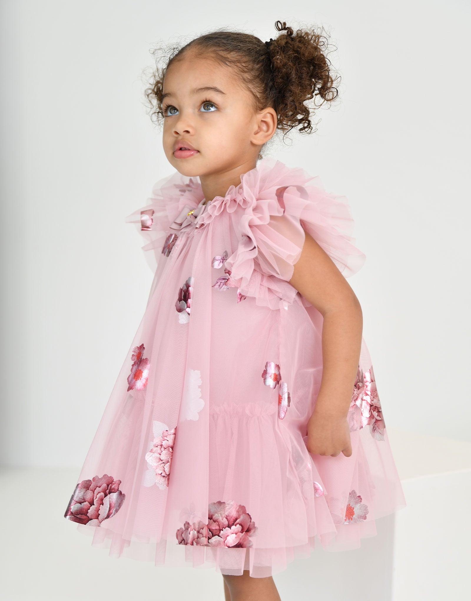 Dottie Foil Border Print Baby Dress Vintage Rose