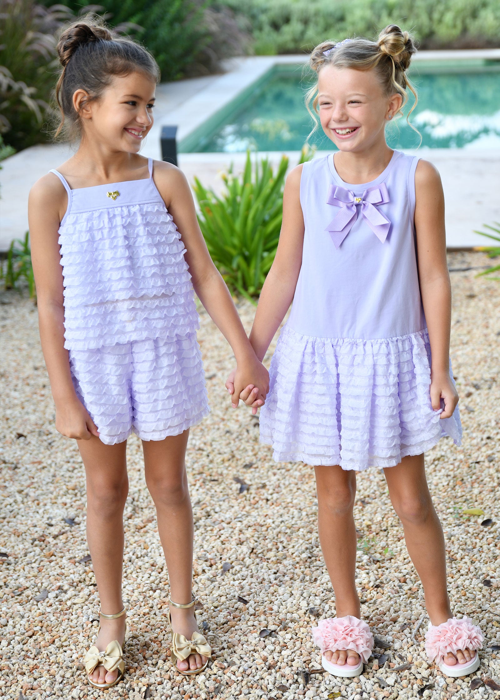 Shauna Frilly Top And Short Set Lavender