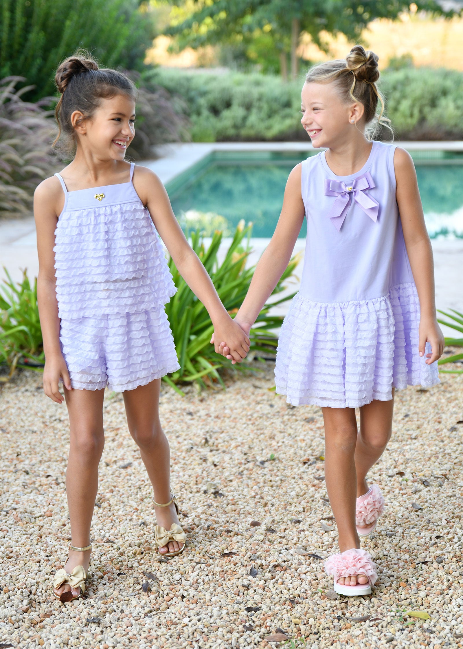 Shauna Frilly Top And Short Set Lavender