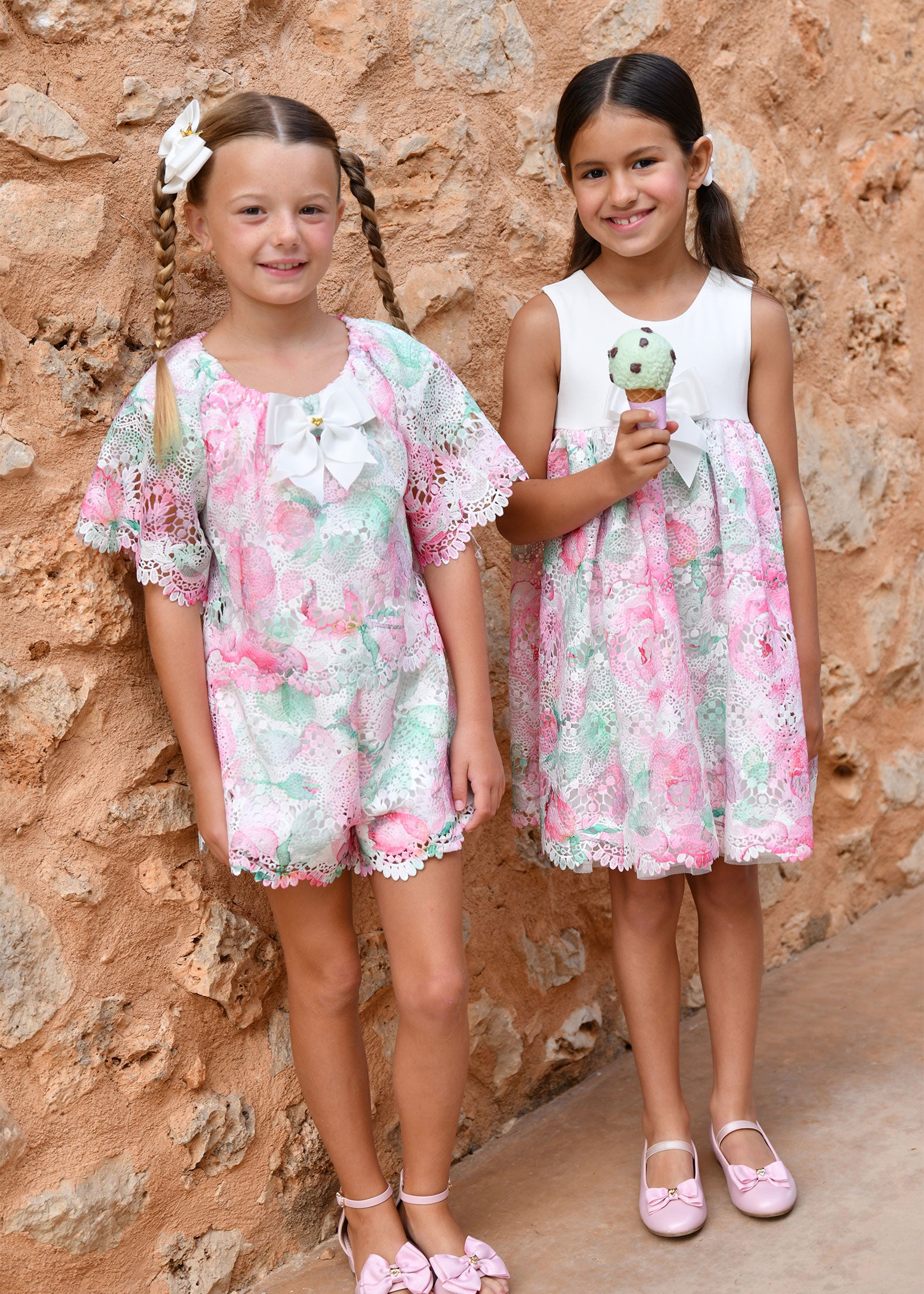 Sarah Mix Printed Lace Shorts Snowdrop/Mix