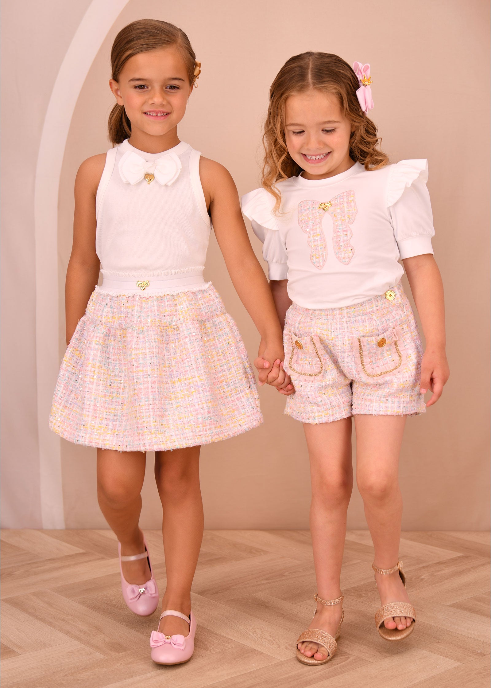 Sally Tweed Skirt Pink Mix