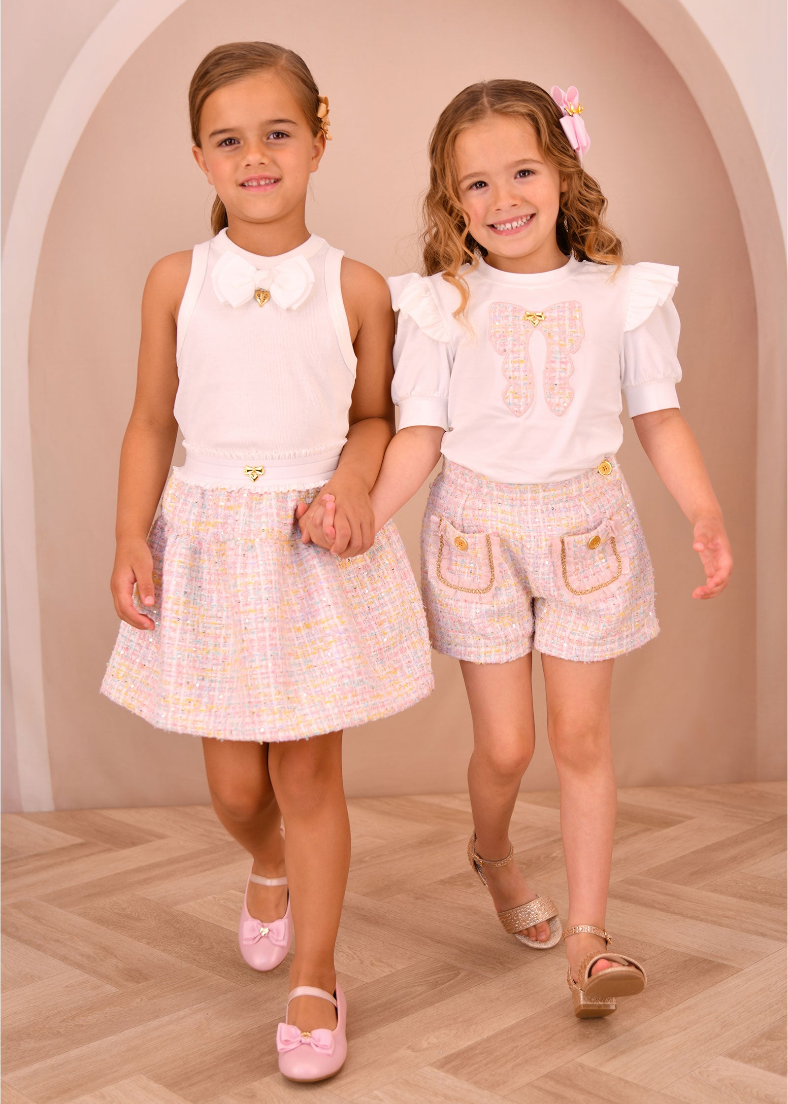 Nessa Tweed Shorts Pink Mix