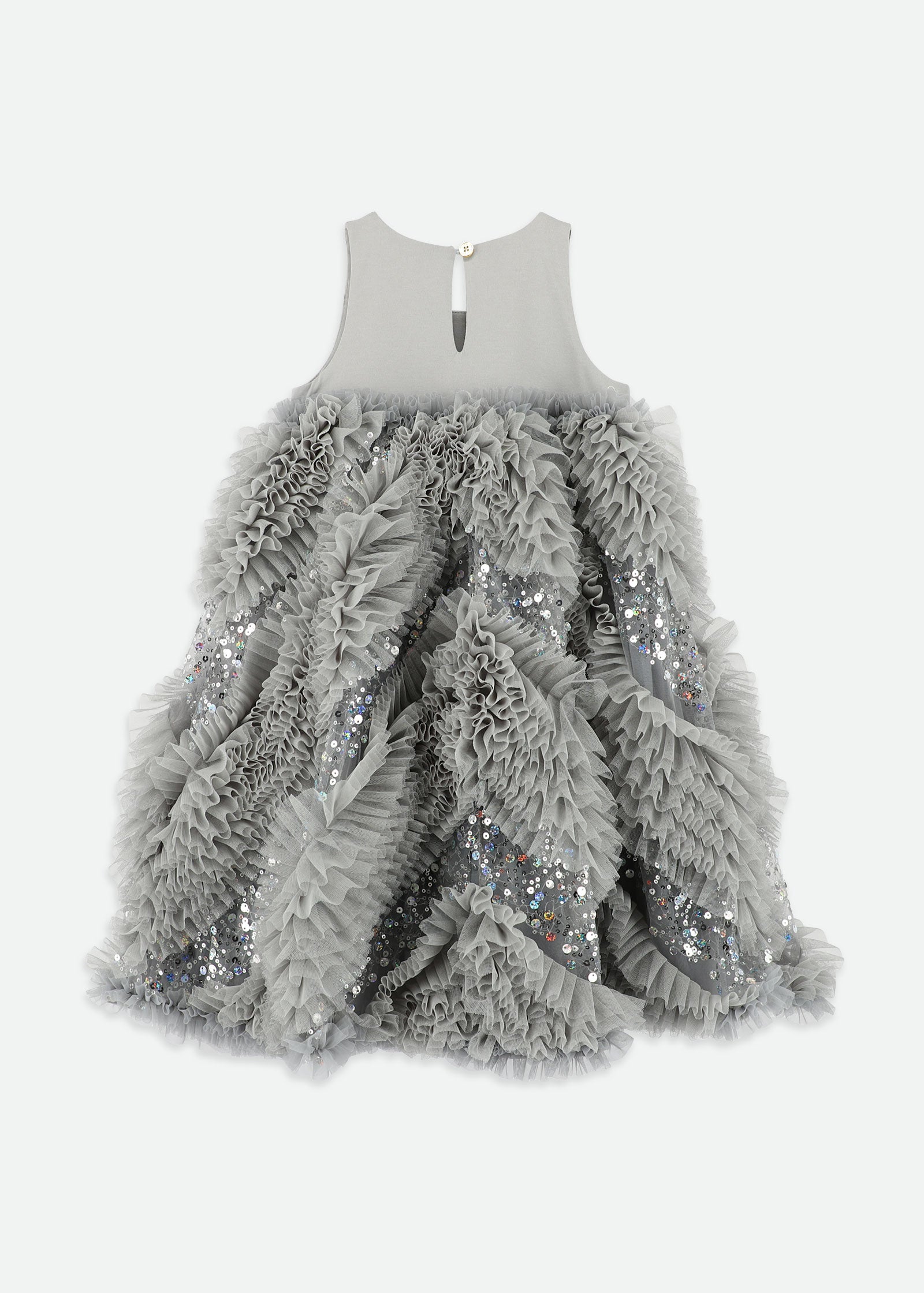 Dylas Ruffle Sequin Dress Grey