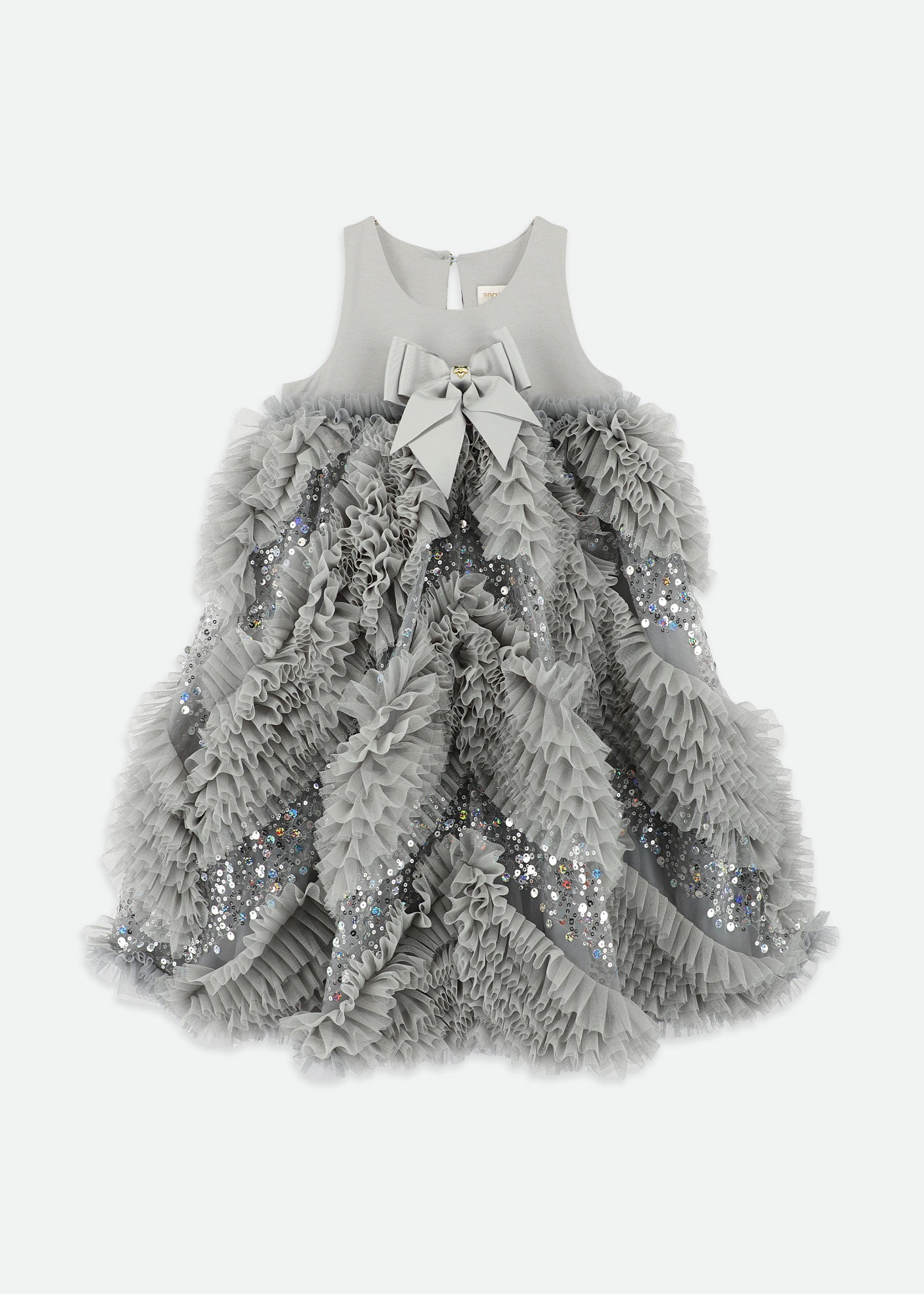 Dylas Ruffle Sequin Dress Grey