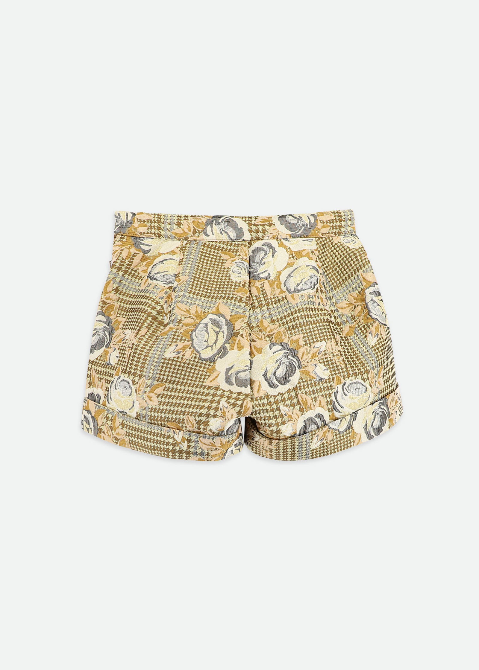 Ella Check Shorts Gold