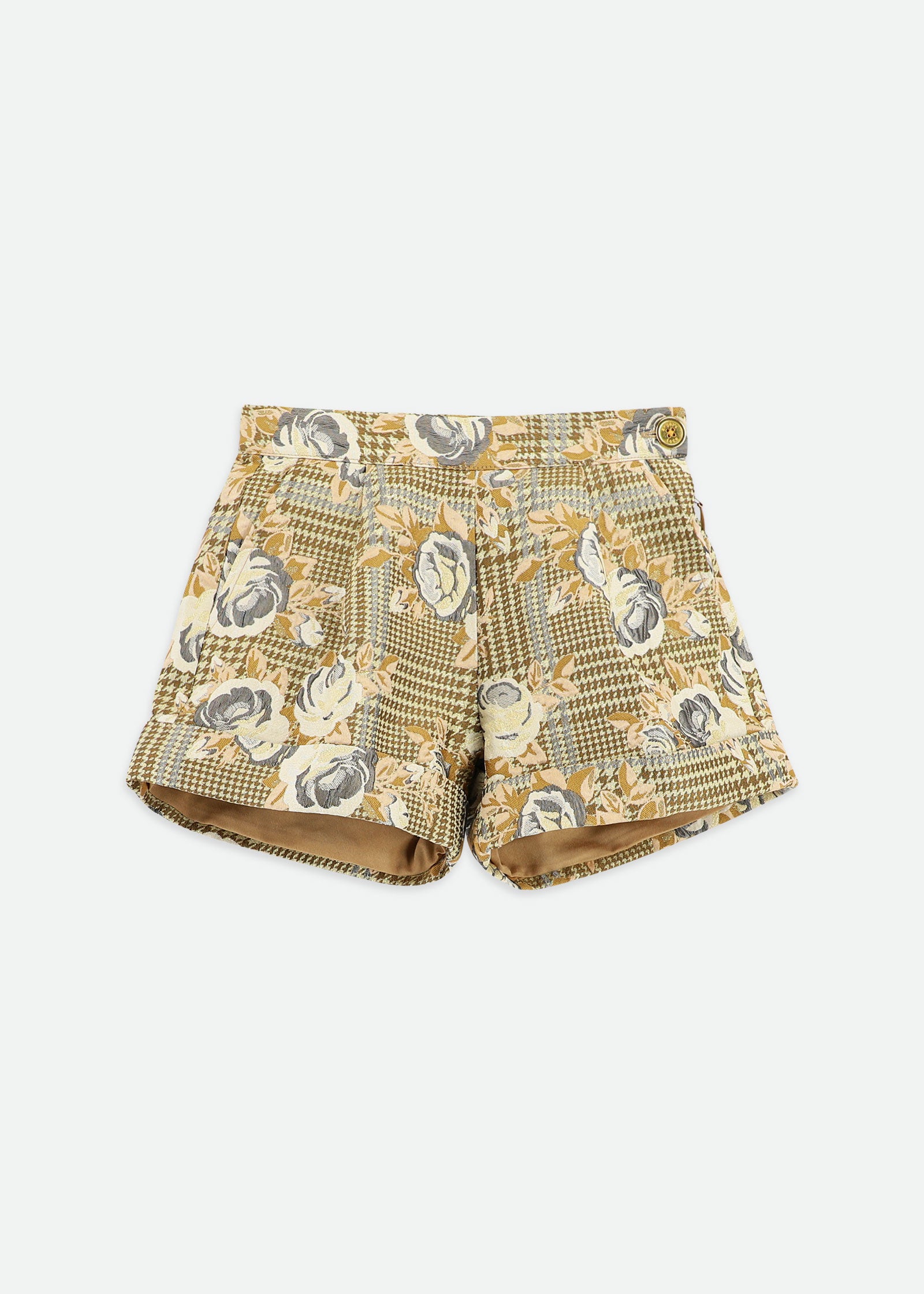 Ella Check Shorts Gold