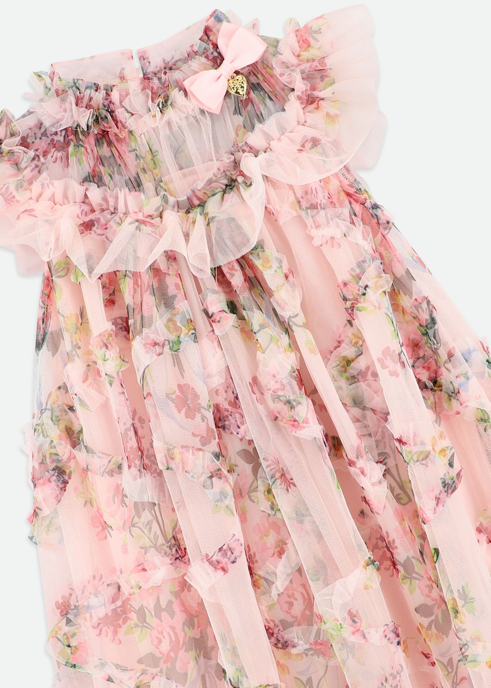 Elle Floral Tulle Dress Pale Pink