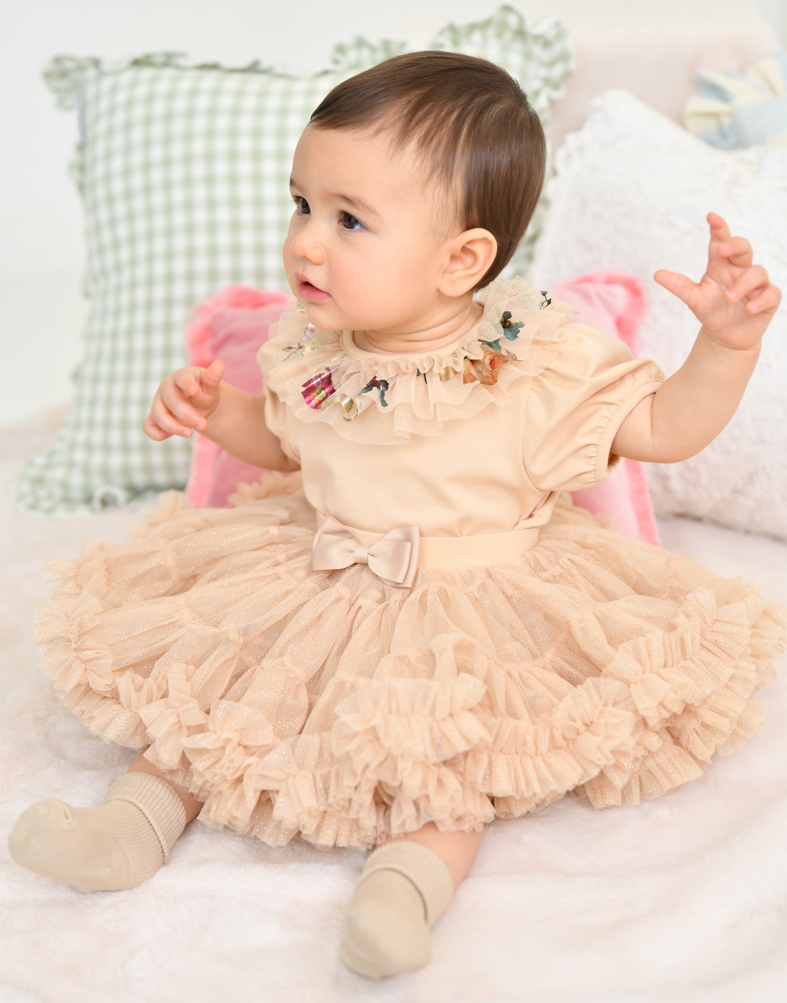 Enid Foil Print Collar Baby Top Gold