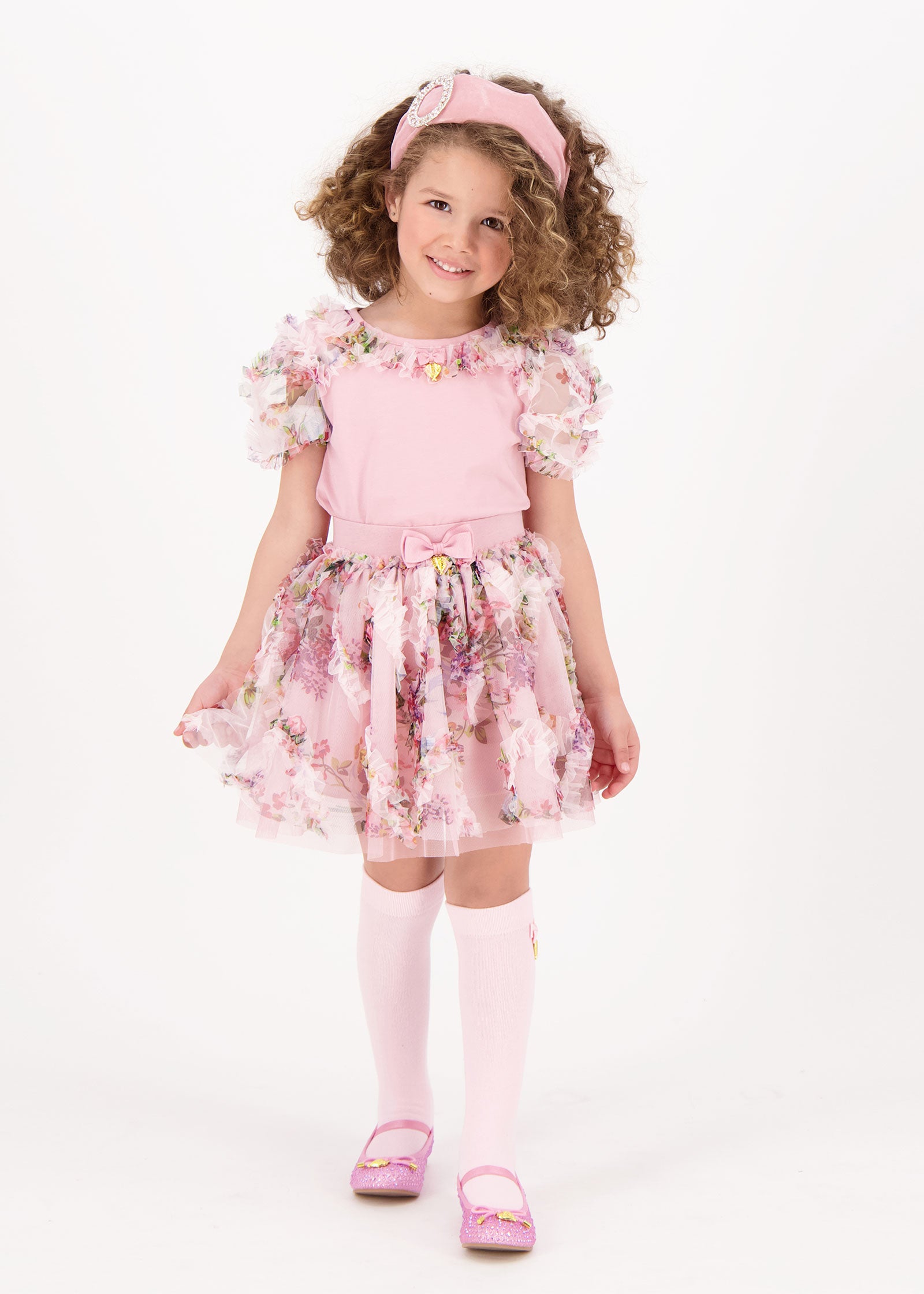 Erika Floral Tulle Skirt Tea Rose