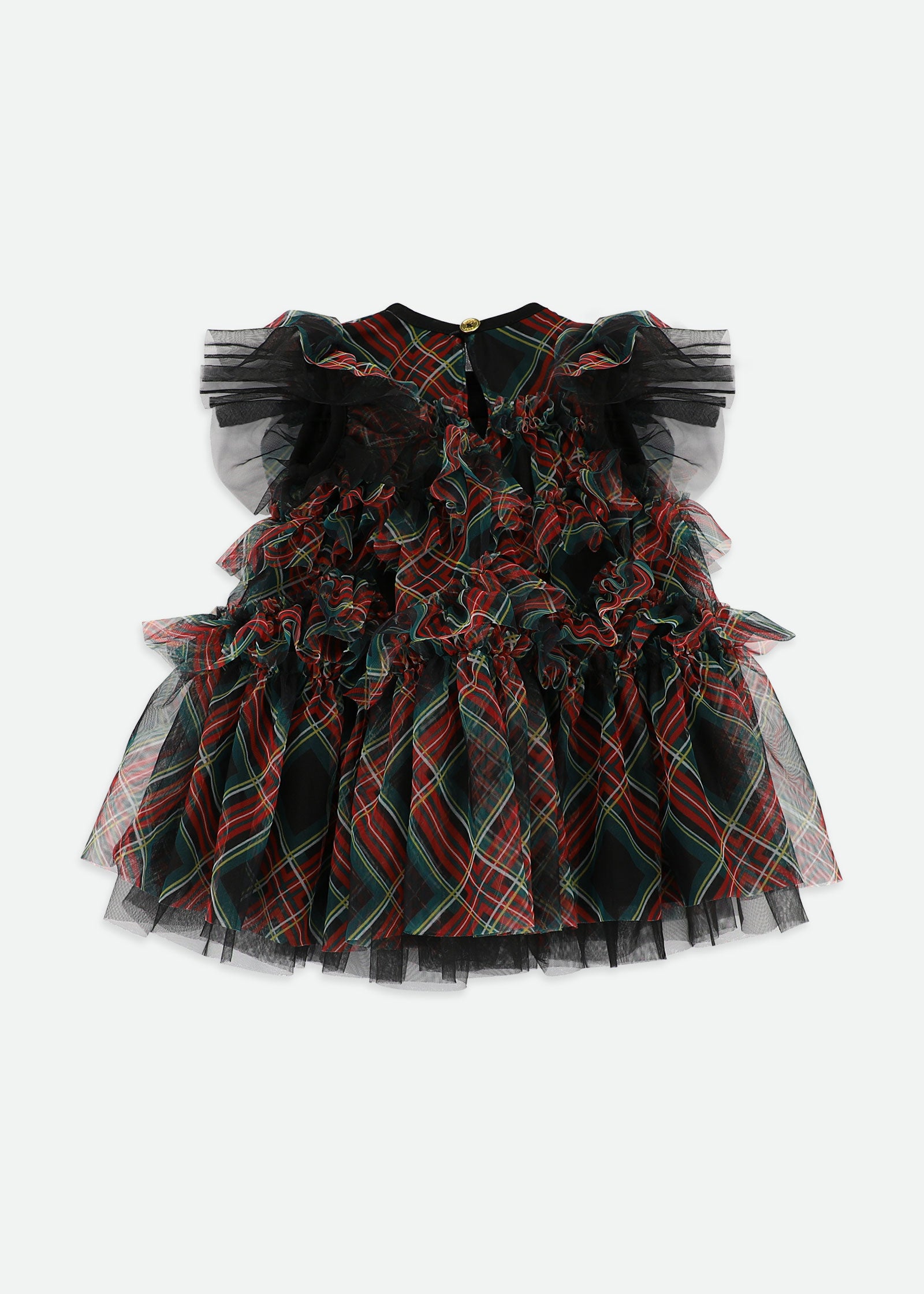 Etta Tartan Tiered Baby Dress Black