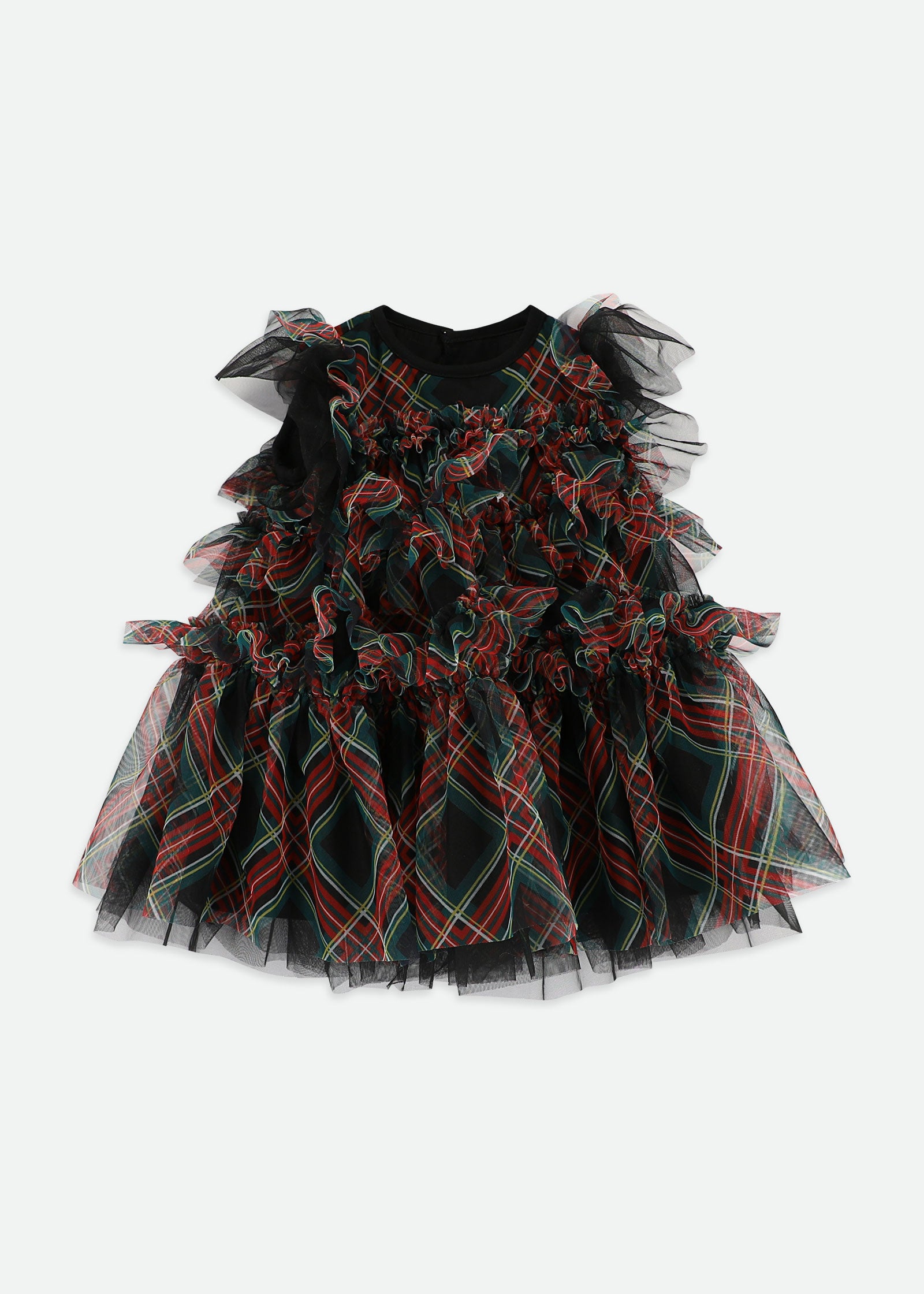 Etta Tartan Tiered Baby Dress Black