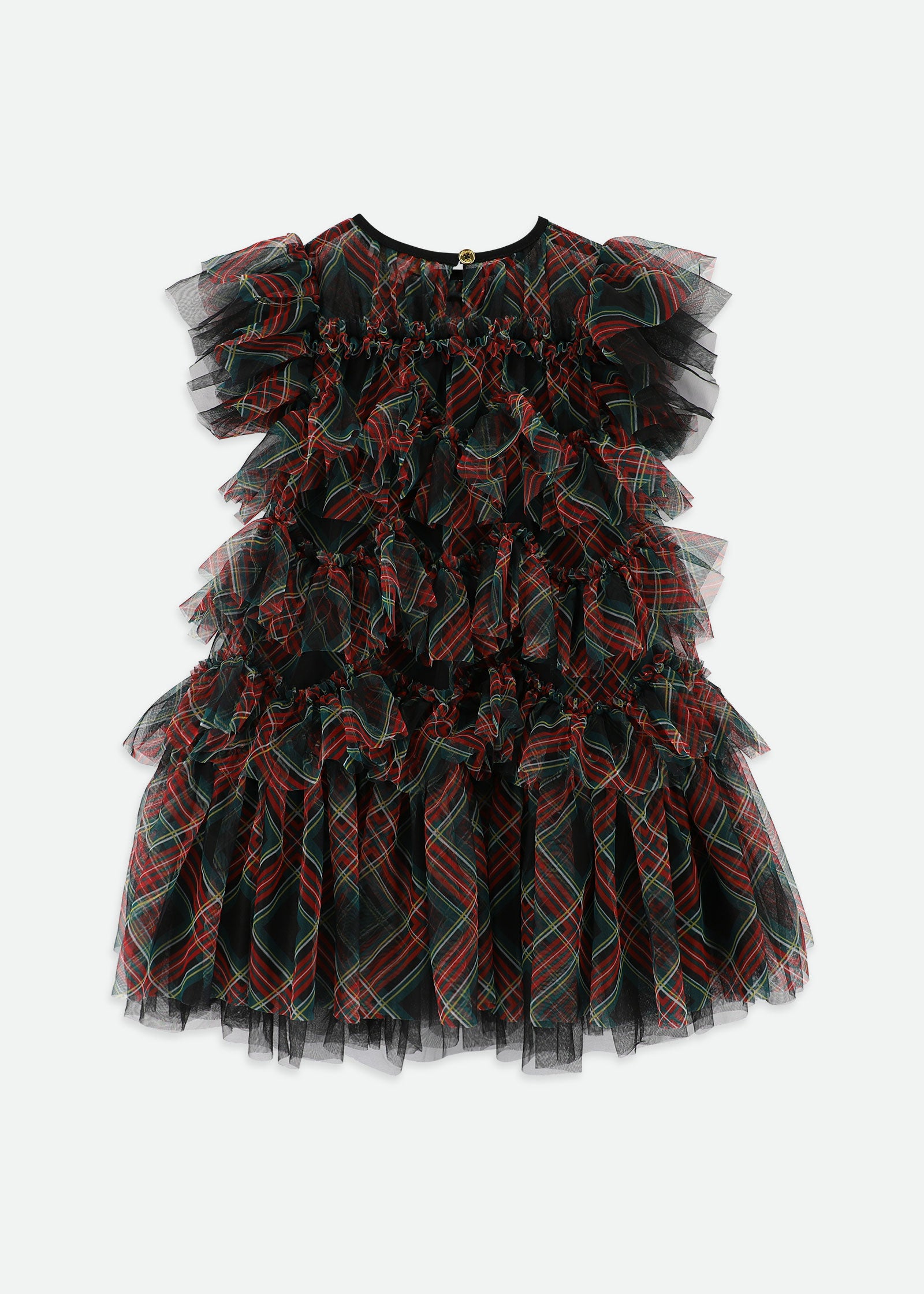 Etta Tartan Tiered Dress Black
