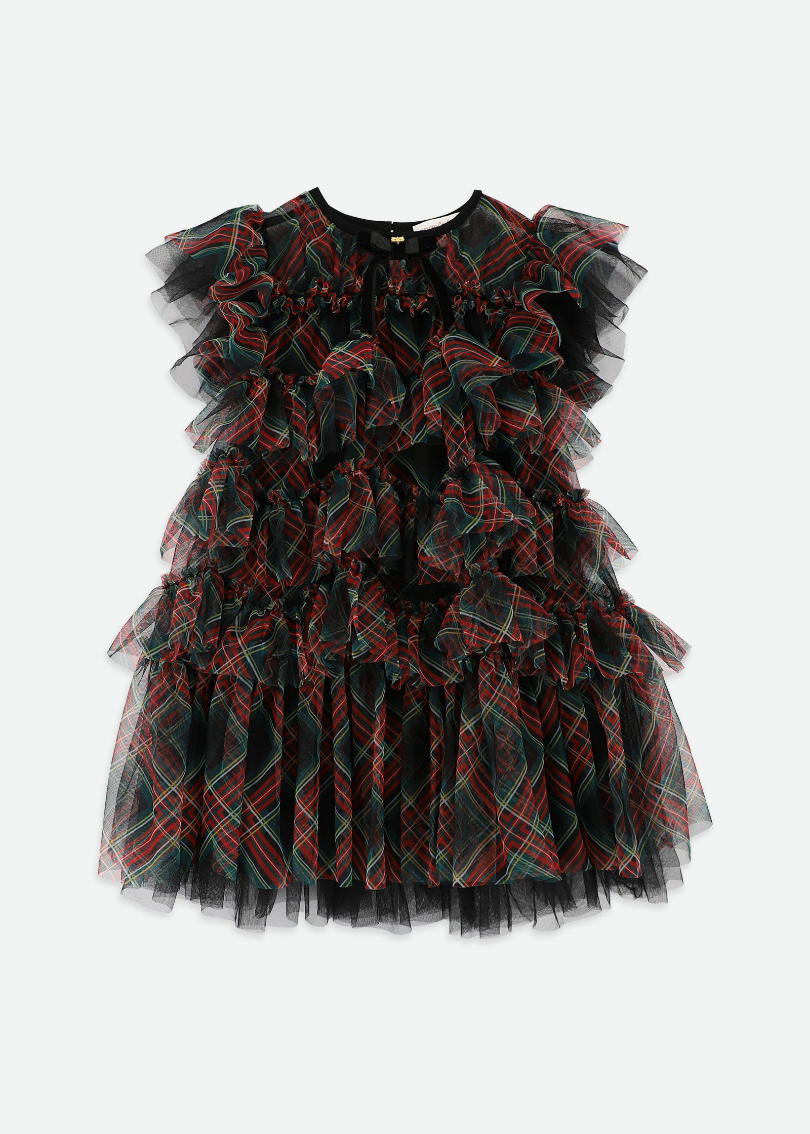 Etta Tartan Tiered Dress Black