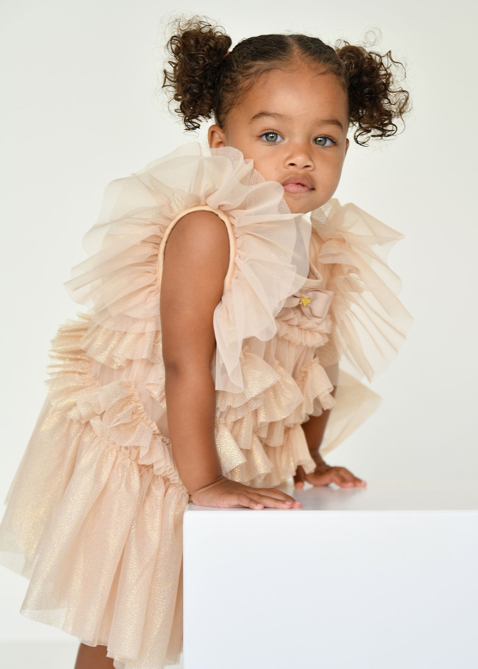 Angel's Face - Etta Sparkle Tulle Baby Dress Gold