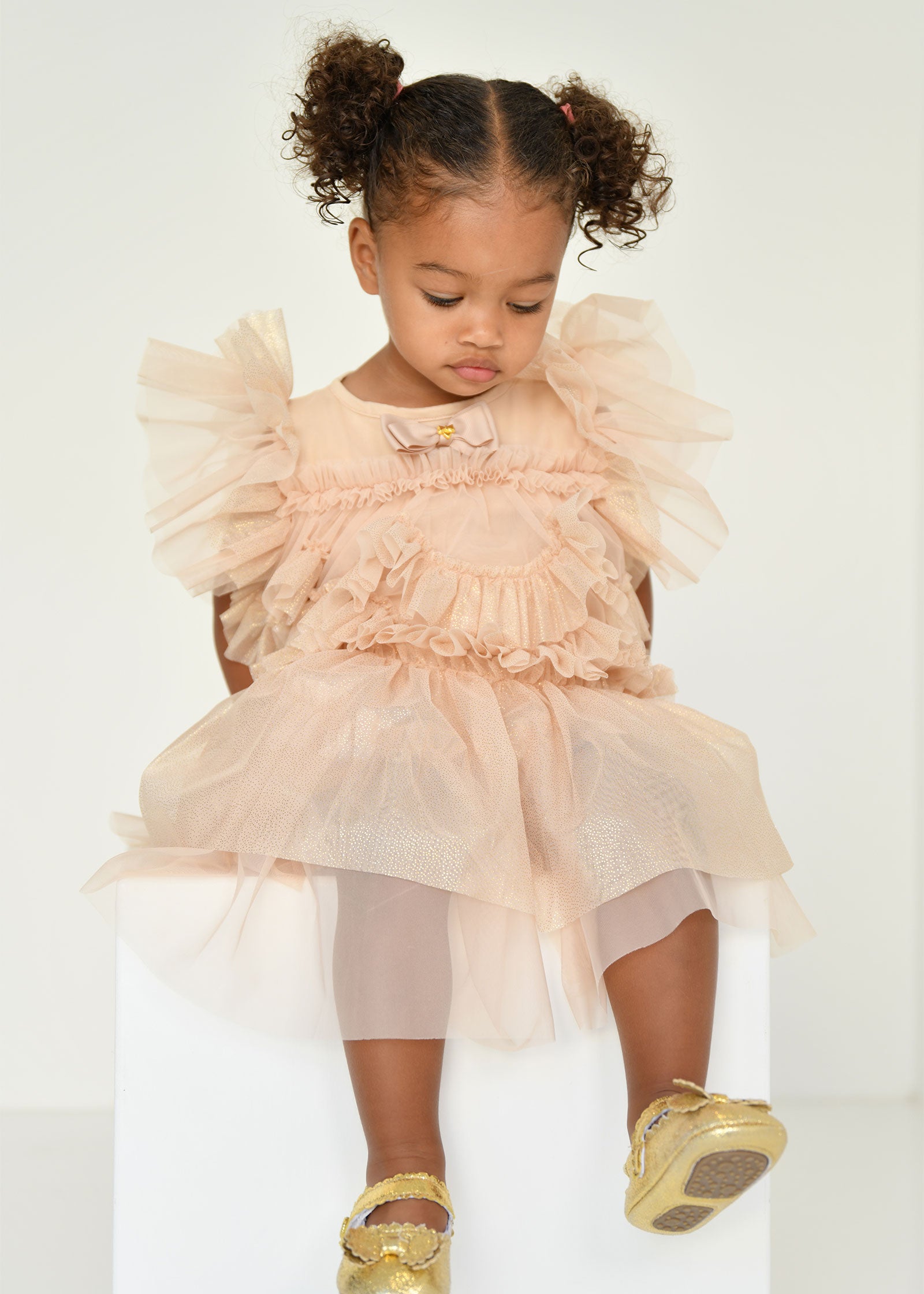 Etta Sparkle Tulle Baby Dress Gold