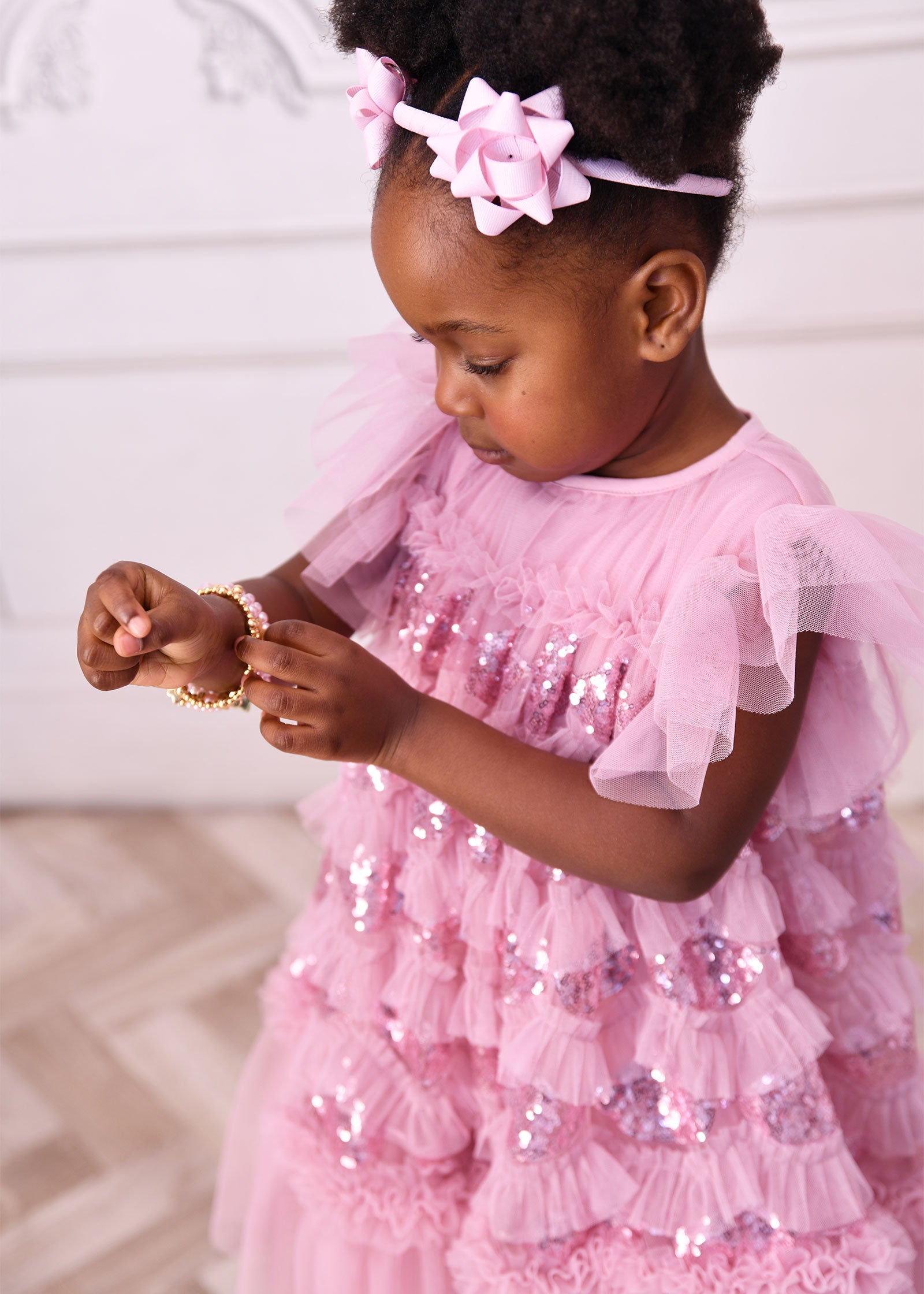 Etta Sequin Tulle Dress Tea Rose