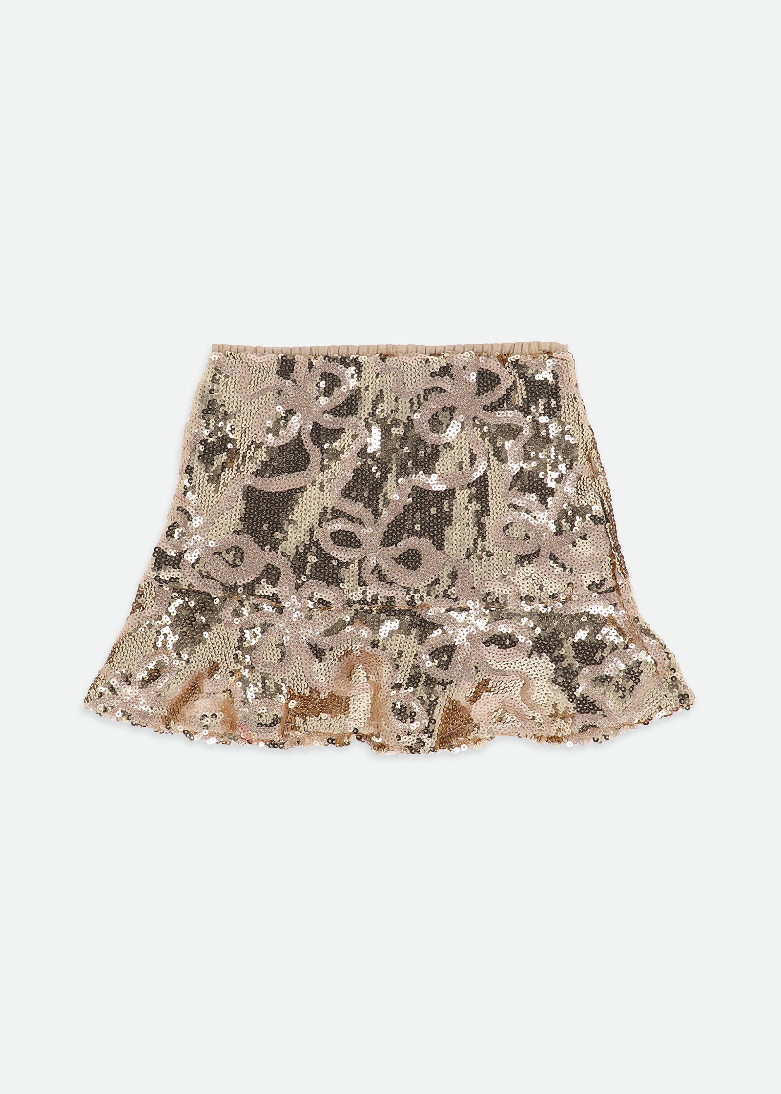 Everly Bow Sequin Skirt Gold
