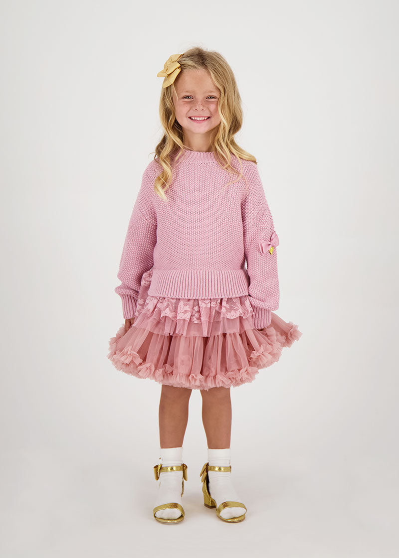 Farren Knitted Jumper With Lace Tea Rose