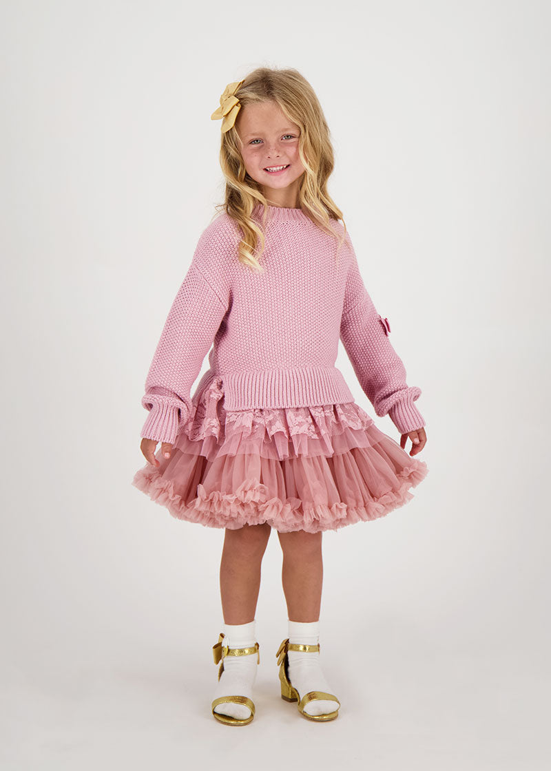 Farren Knitted Jumper With Lace Tea Rose